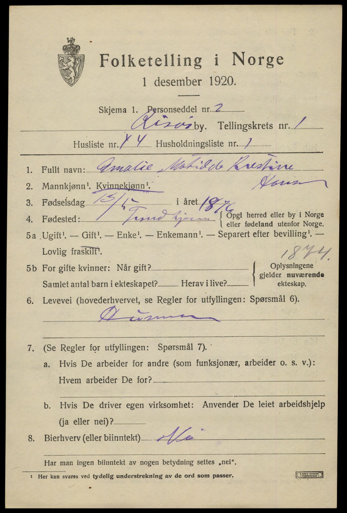SAK, Folketelling 1920 for 0901 Risør kjøpstad, 1920, s. 3473