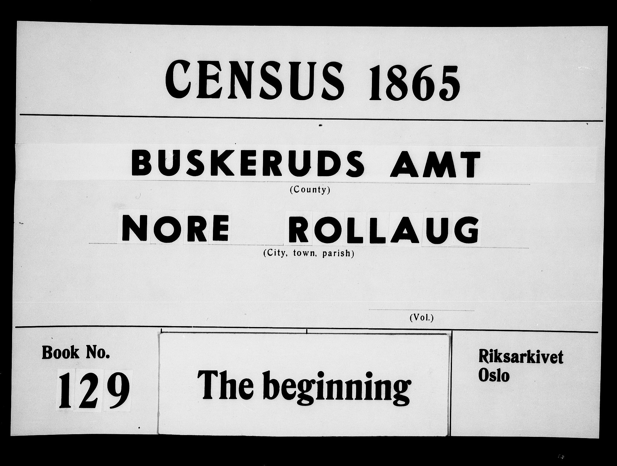 RA, Folketelling 1865 for 0633P Nore prestegjeld, 1865, s. 1