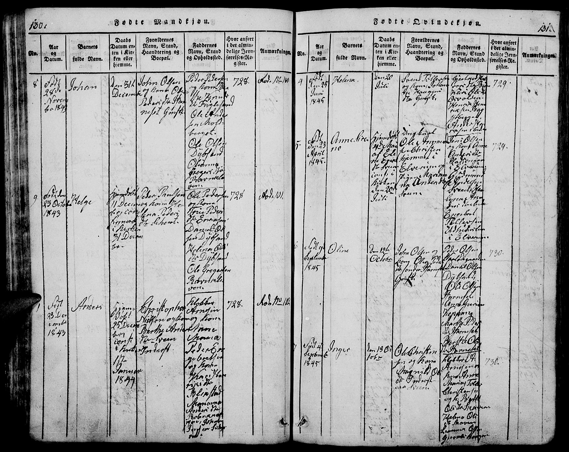 Trysil prestekontor, AV/SAH-PREST-046/H/Ha/Hab/L0005: Klokkerbok nr. 5, 1814-1877, s. 130-131