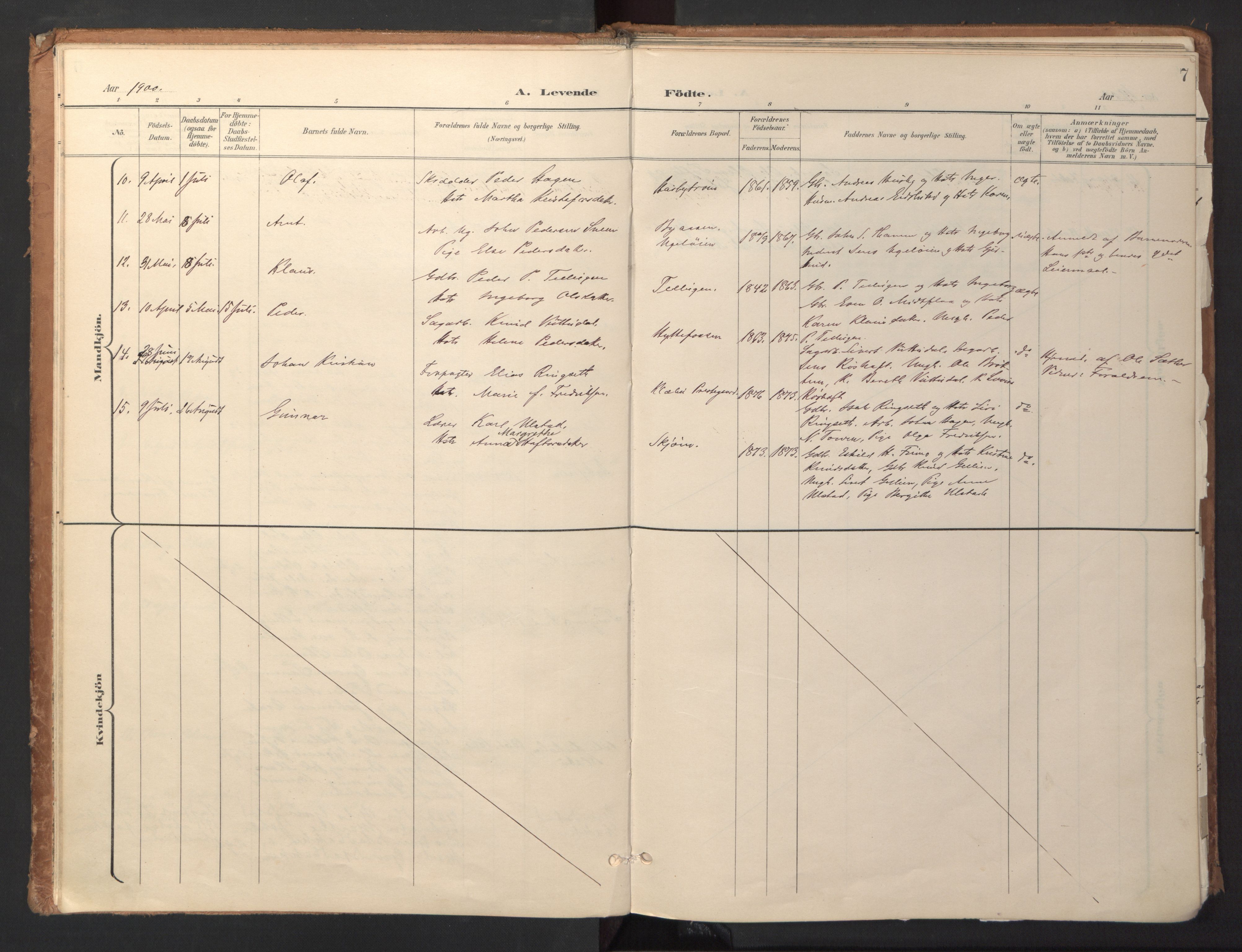 Ministerialprotokoller, klokkerbøker og fødselsregistre - Sør-Trøndelag, AV/SAT-A-1456/618/L0448: Ministerialbok nr. 618A11, 1898-1916, s. 7