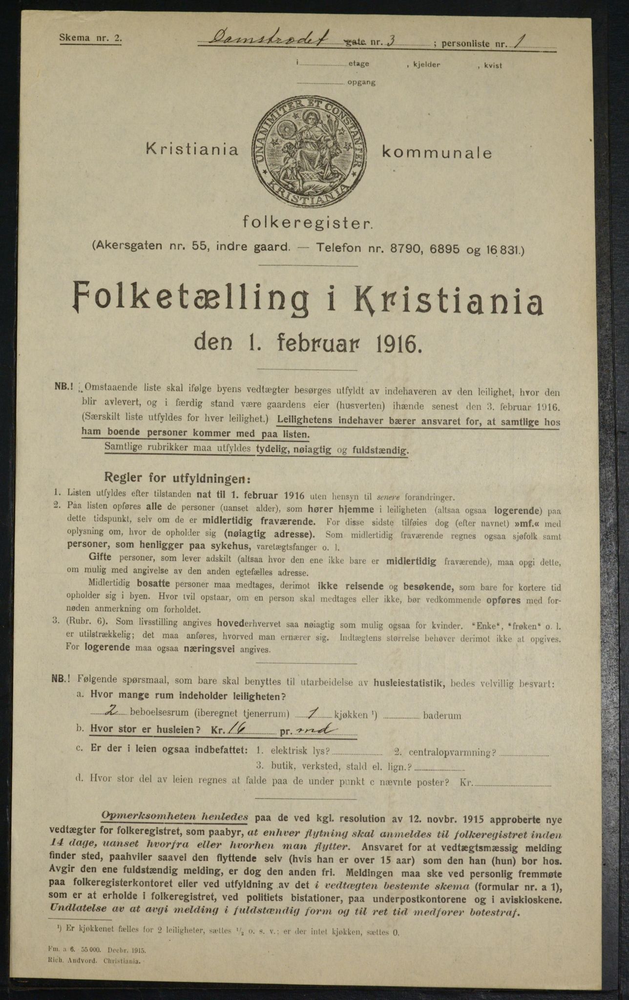 OBA, Kommunal folketelling 1.2.1916 for Kristiania, 1916, s. 14470