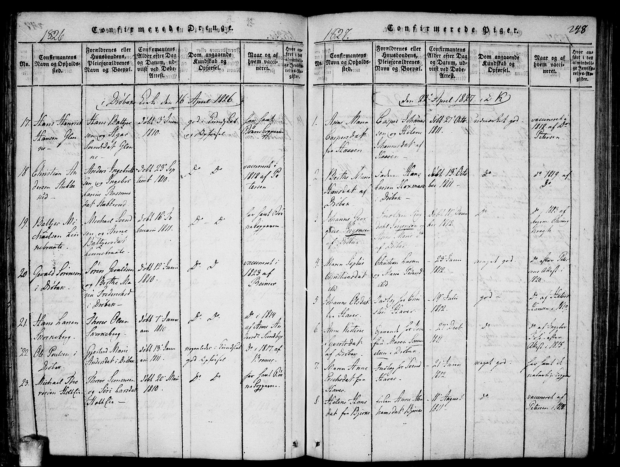Drøbak prestekontor Kirkebøker, SAO/A-10142a/F/Fa/L0001: Ministerialbok nr. I 1, 1816-1842, s. 248