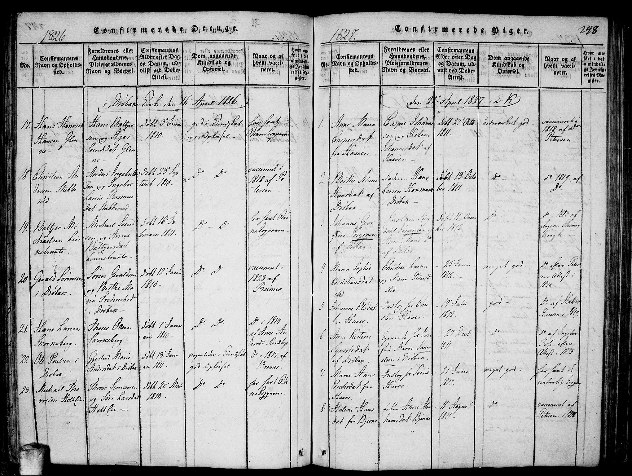 Drøbak prestekontor Kirkebøker, AV/SAO-A-10142a/F/Fa/L0001: Ministerialbok nr. I 1, 1816-1842, s. 248