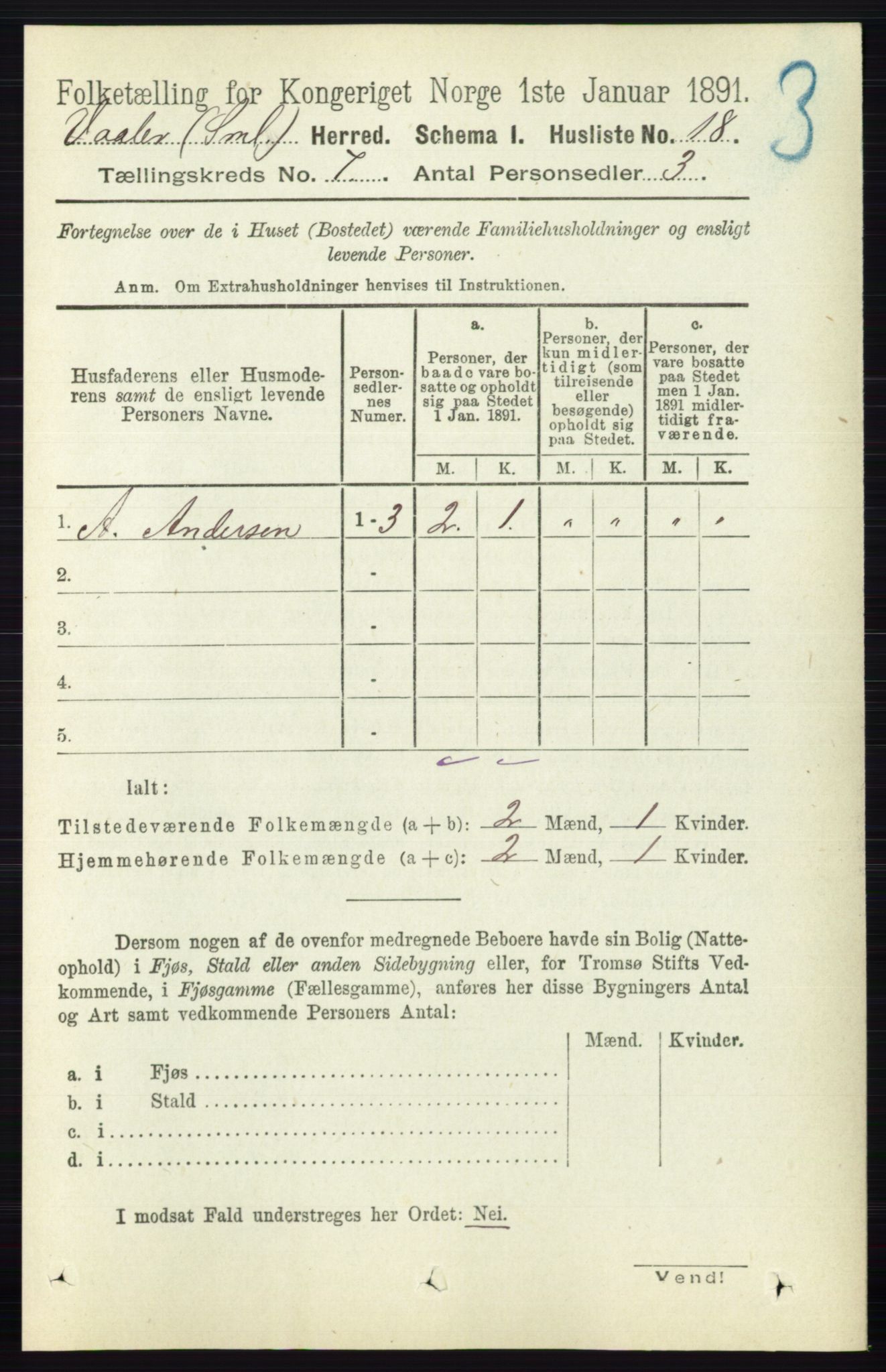 RA, Folketelling 1891 for 0137 Våler herred, 1891, s. 2815
