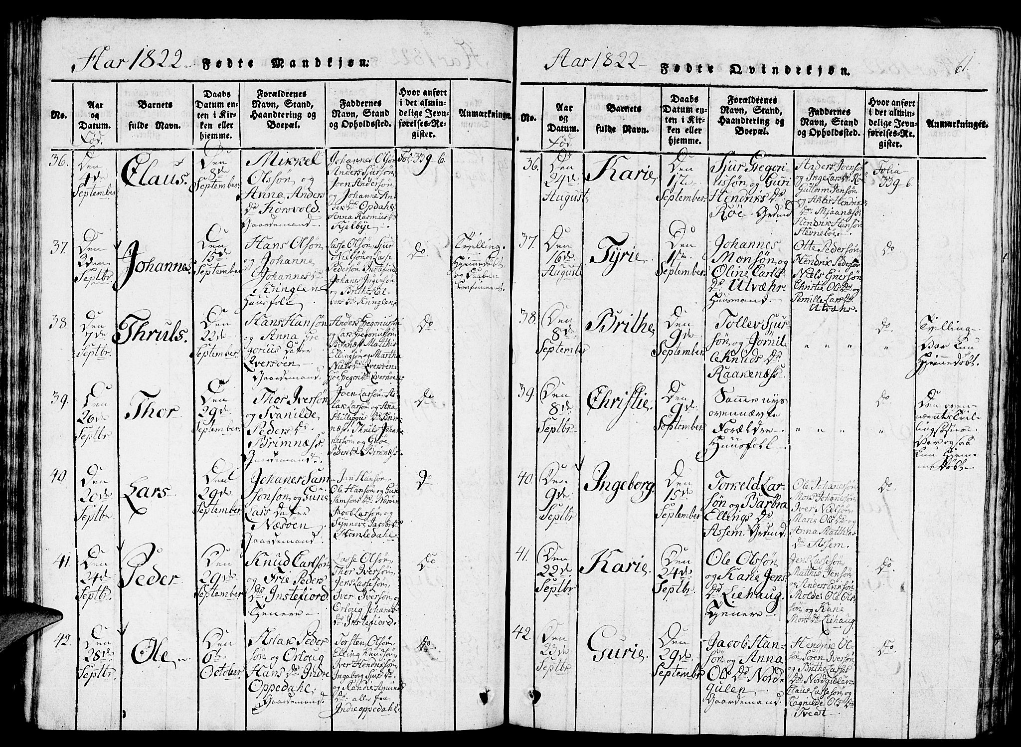 Gulen sokneprestembete, AV/SAB-A-80201/H/Haa/Haaa/L0018: Ministerialbok nr. A 18, 1816-1825, s. 61