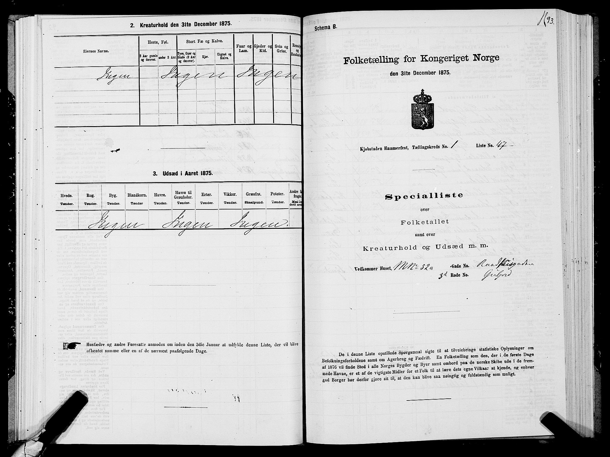 SATØ, Folketelling 1875 for 2001B Hammerfest prestegjeld, Hammerfest kjøpstad, 1875, s. 1093