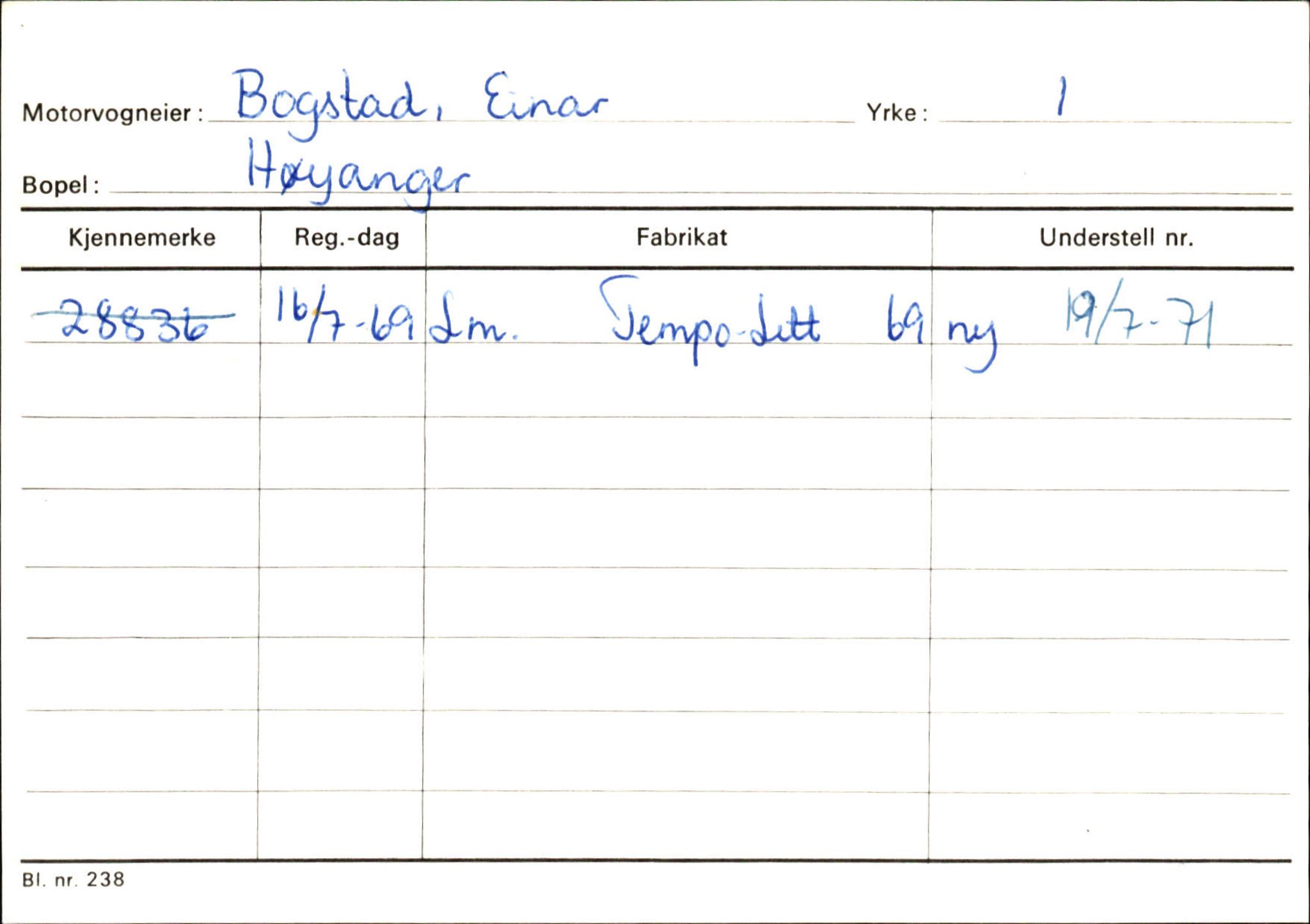 Statens vegvesen, Sogn og Fjordane vegkontor, SAB/A-5301/4/F/L0130: Eigarregister Eid T-Å. Høyanger A-O, 1945-1975, s. 665