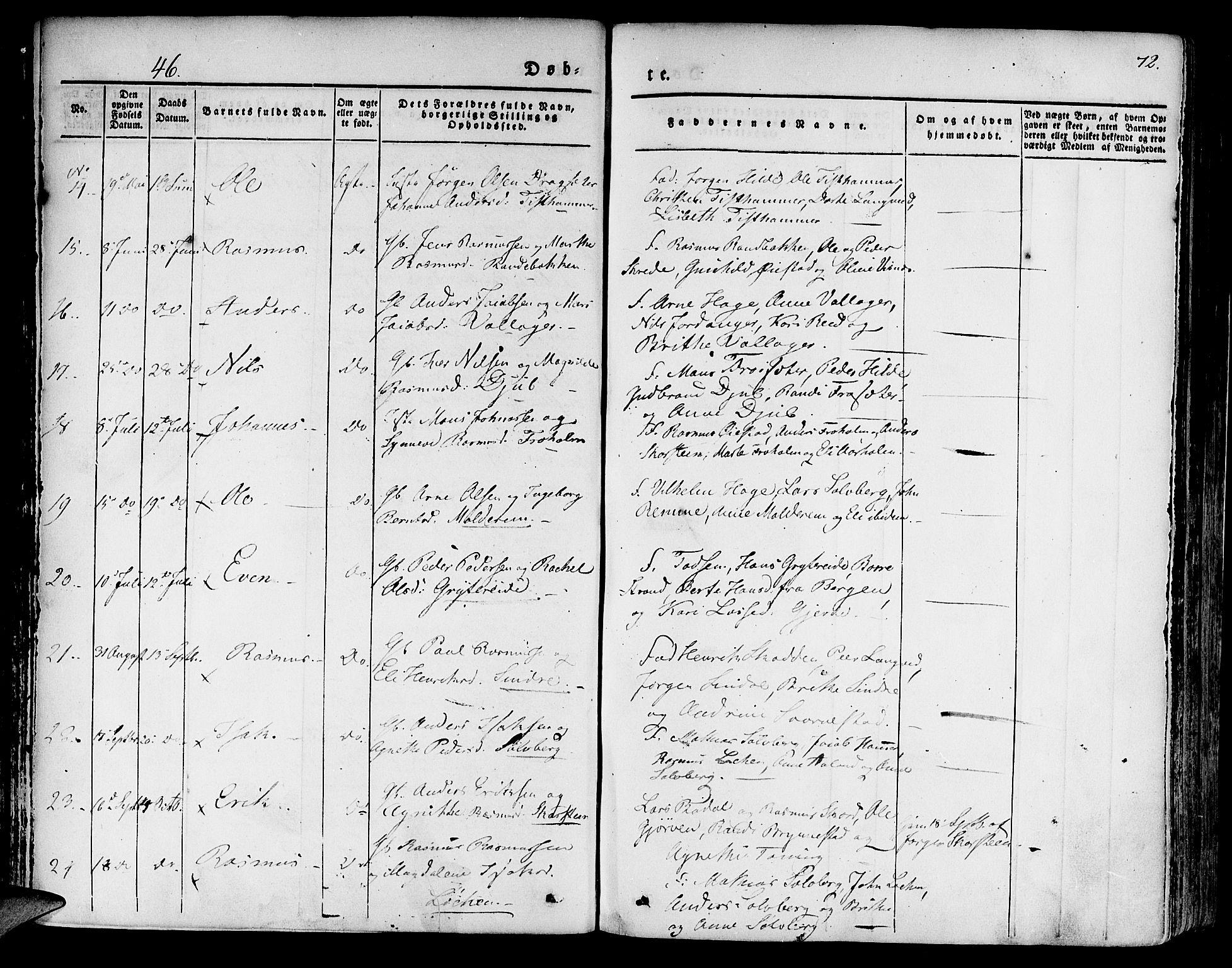 Innvik sokneprestembete, AV/SAB-A-80501: Ministerialbok nr. A 4I, 1831-1846, s. 72