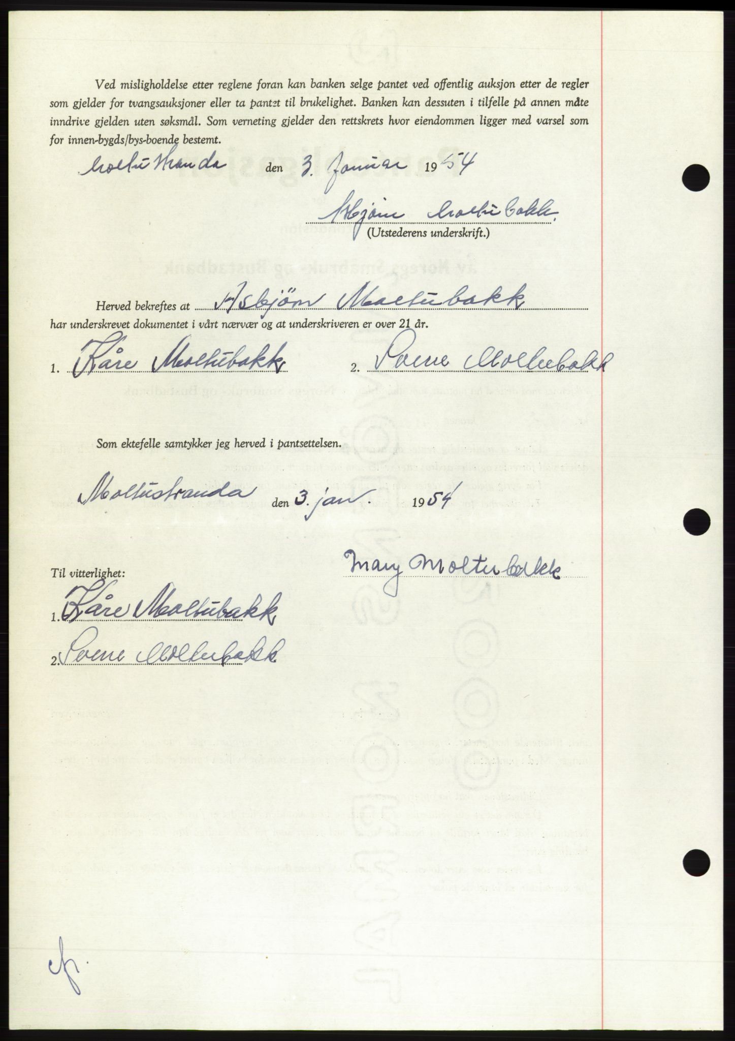 Søre Sunnmøre sorenskriveri, AV/SAT-A-4122/1/2/2C/L0124: Pantebok nr. 12B, 1953-1954, Dagboknr: 231/1954