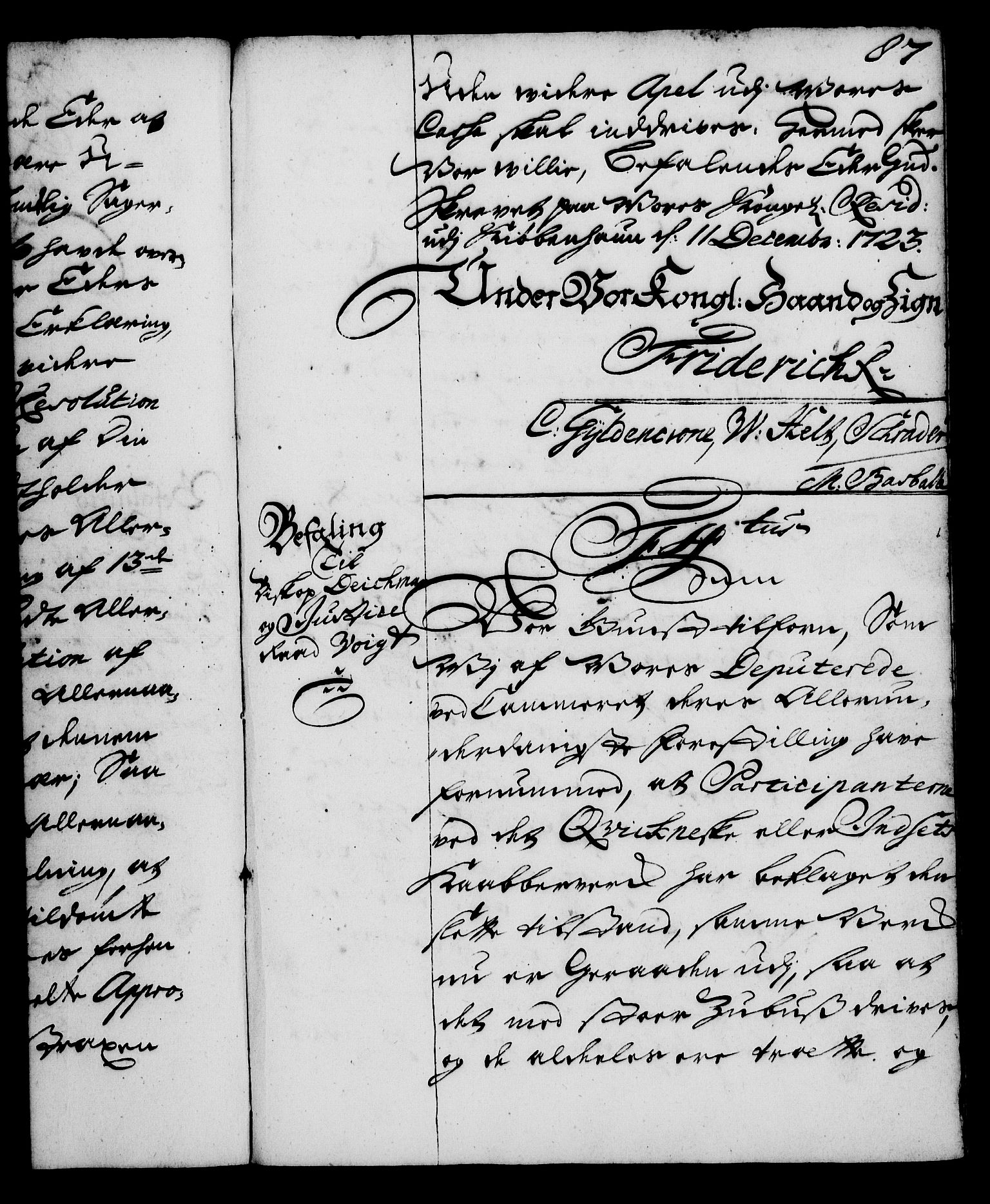 Rentekammeret, Kammerkanselliet, RA/EA-3111/G/Gg/Gga/L0002: Norsk ekspedisjonsprotokoll med register (merket RK 53.2), 1723-1727, s. 87