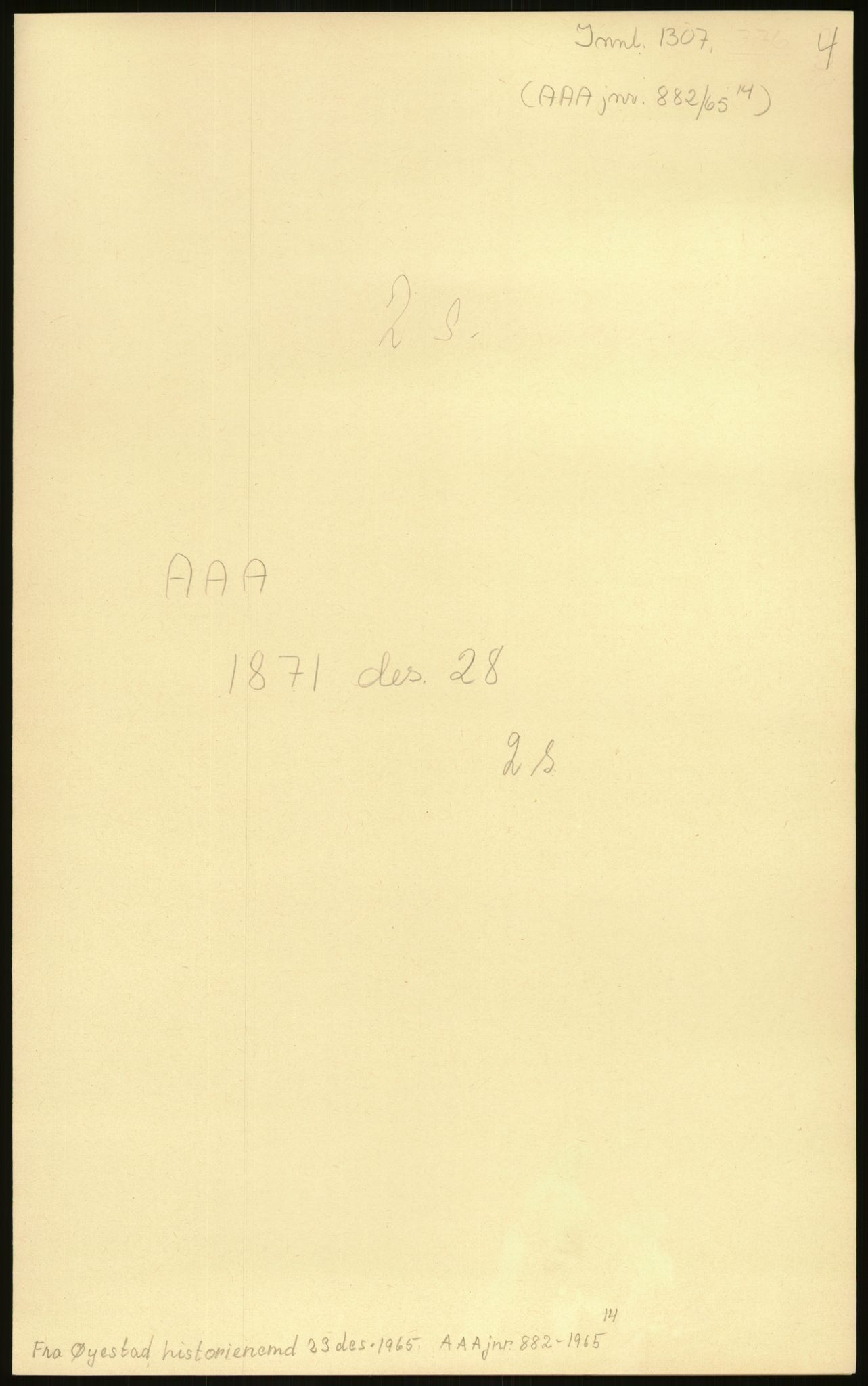 Samlinger til kildeutgivelse, Amerikabrevene, RA/EA-4057/F/L0026: Innlån fra Aust-Agder: Aust-Agder-Arkivet - Erickson, 1838-1914, s. 485