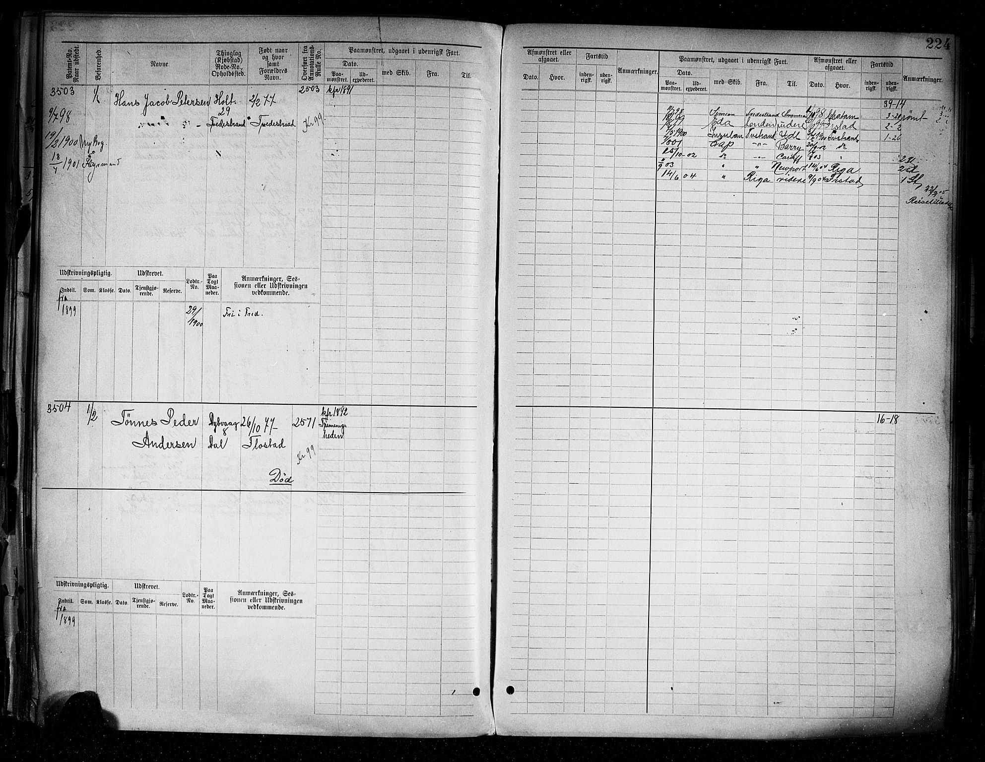 Tvedestrand mønstringskrets, AV/SAK-2031-0011/F/Fb/L0005: Hovedrulle A nr 3057-3817, R-6, 1890-1920, s. 229