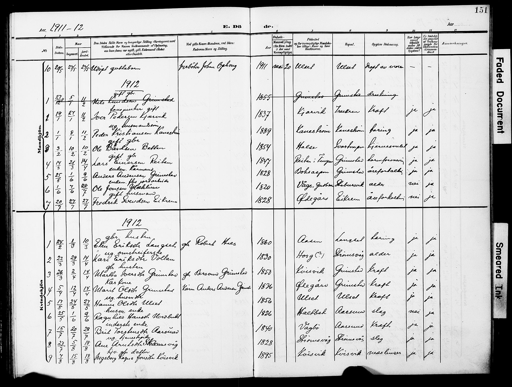 Ministerialprotokoller, klokkerbøker og fødselsregistre - Møre og Romsdal, AV/SAT-A-1454/587/L1001: Klokkerbok nr. 587C01, 1906-1927, s. 151