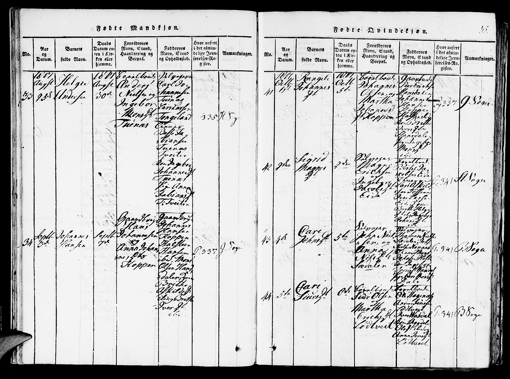 Haus sokneprestembete, SAB/A-75601/H/Haa: Ministerialbok nr. A 12, 1816-1821, s. 35
