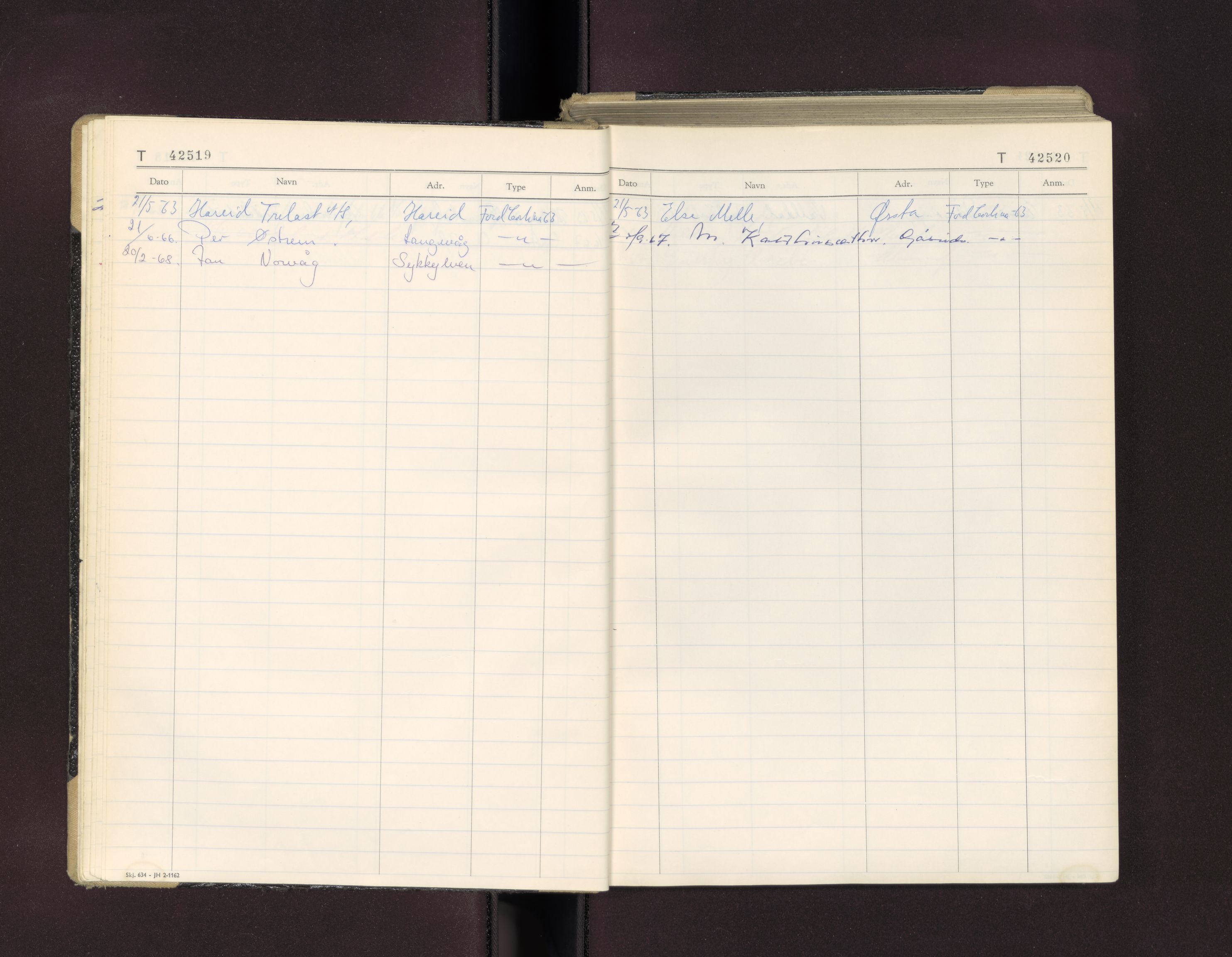 Møre og Romsdal vegkontor - Ålesund trafikkstasjon, AV/SAT-A-4099/F/Fc/L0038: Bilregister; T 42500 - T 42999, 1960-1970