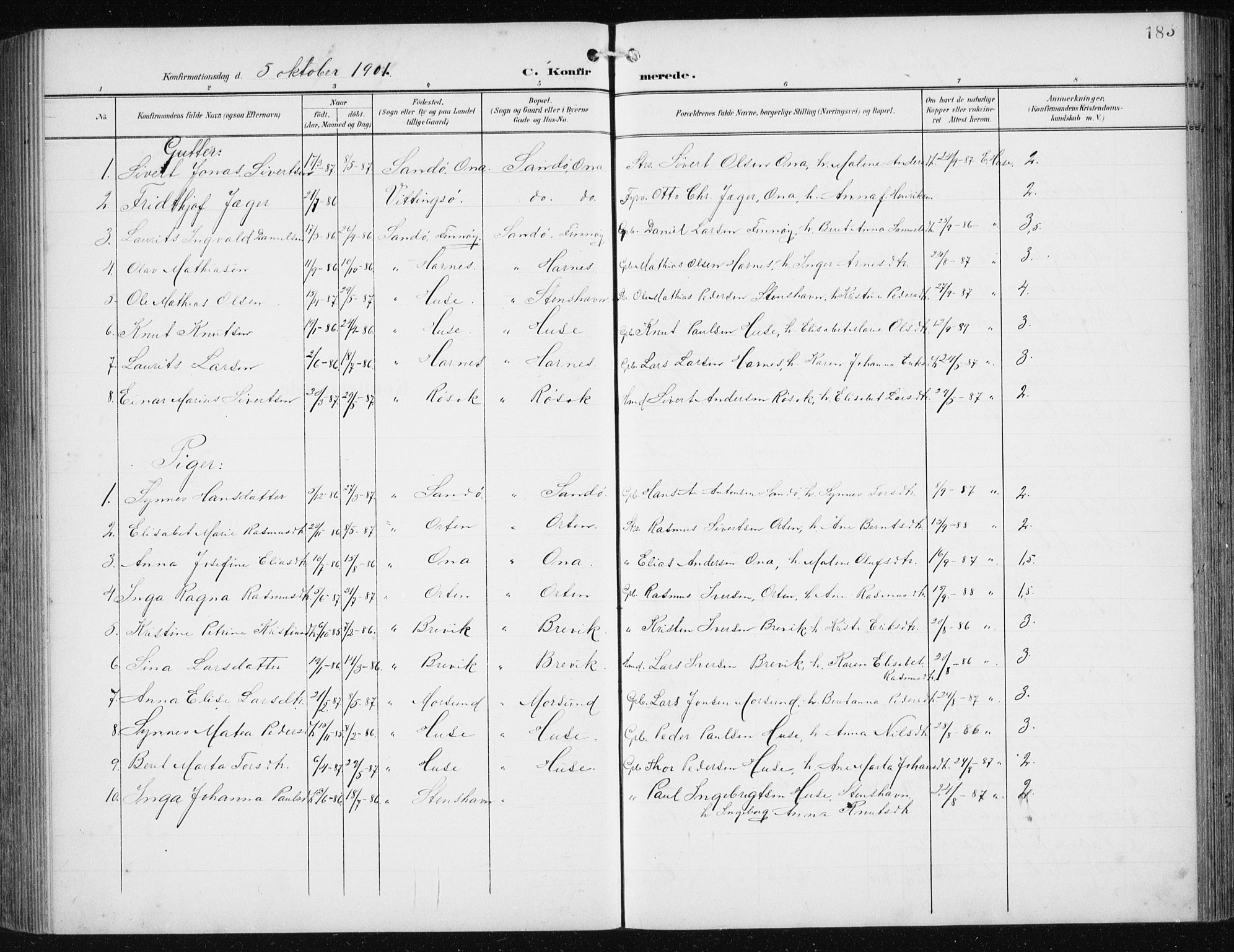 Ministerialprotokoller, klokkerbøker og fødselsregistre - Møre og Romsdal, AV/SAT-A-1454/561/L0733: Klokkerbok nr. 561C03, 1900-1940, s. 185