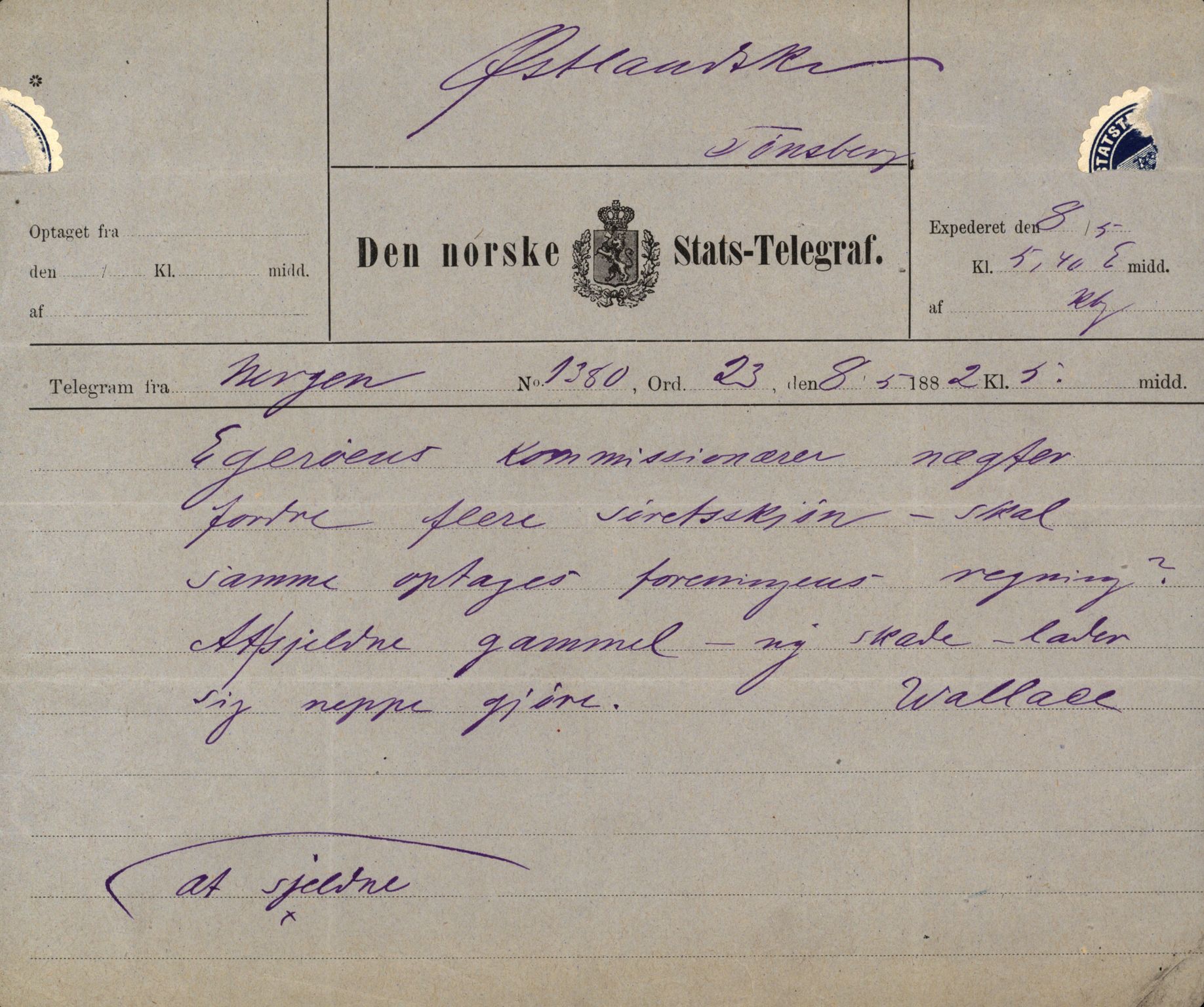 Pa 63 - Østlandske skibsassuranceforening, VEMU/A-1079/G/Ga/L0015/0003: Havaridokumenter / Egerøen, 1882