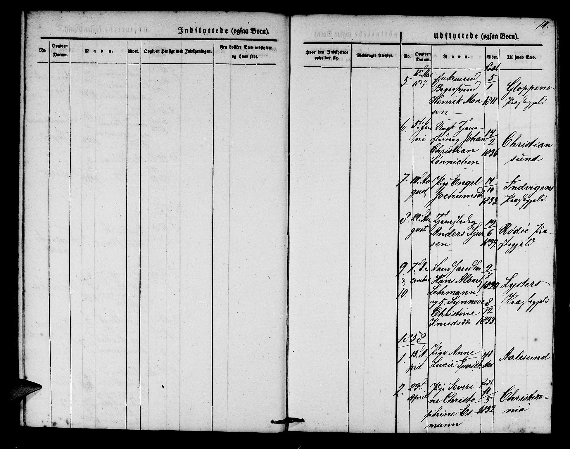 Korskirken sokneprestembete, SAB/A-76101/H/Hab: Klokkerbok nr. F 1, 1844-1858, s. 14