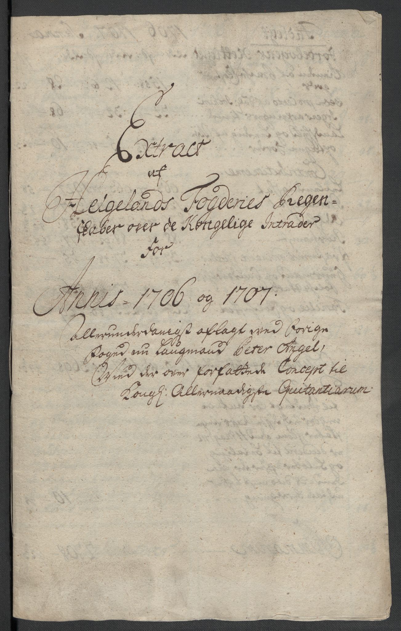 Rentekammeret inntil 1814, Reviderte regnskaper, Fogderegnskap, RA/EA-4092/R65/L4509: Fogderegnskap Helgeland, 1706-1707, s. 136