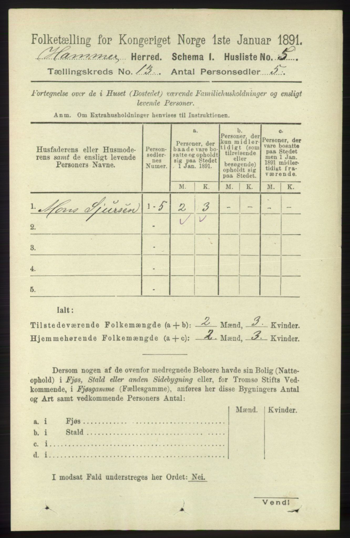 RA, Folketelling 1891 for 1254 Hamre herred, 1891, s. 3949