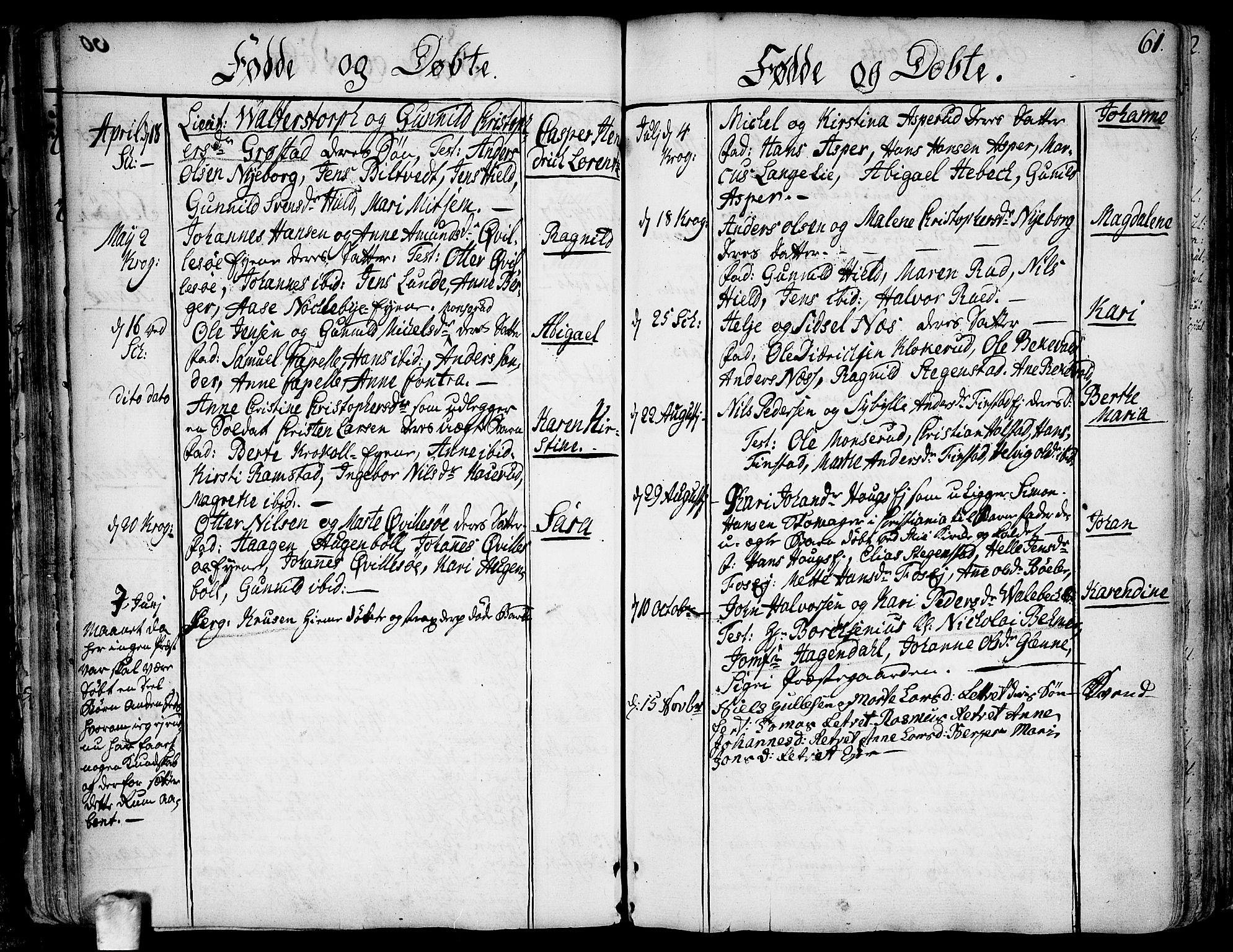 Kråkstad prestekontor Kirkebøker, SAO/A-10125a/F/Fa/L0001: Ministerialbok nr. I 1, 1736-1785, s. 61