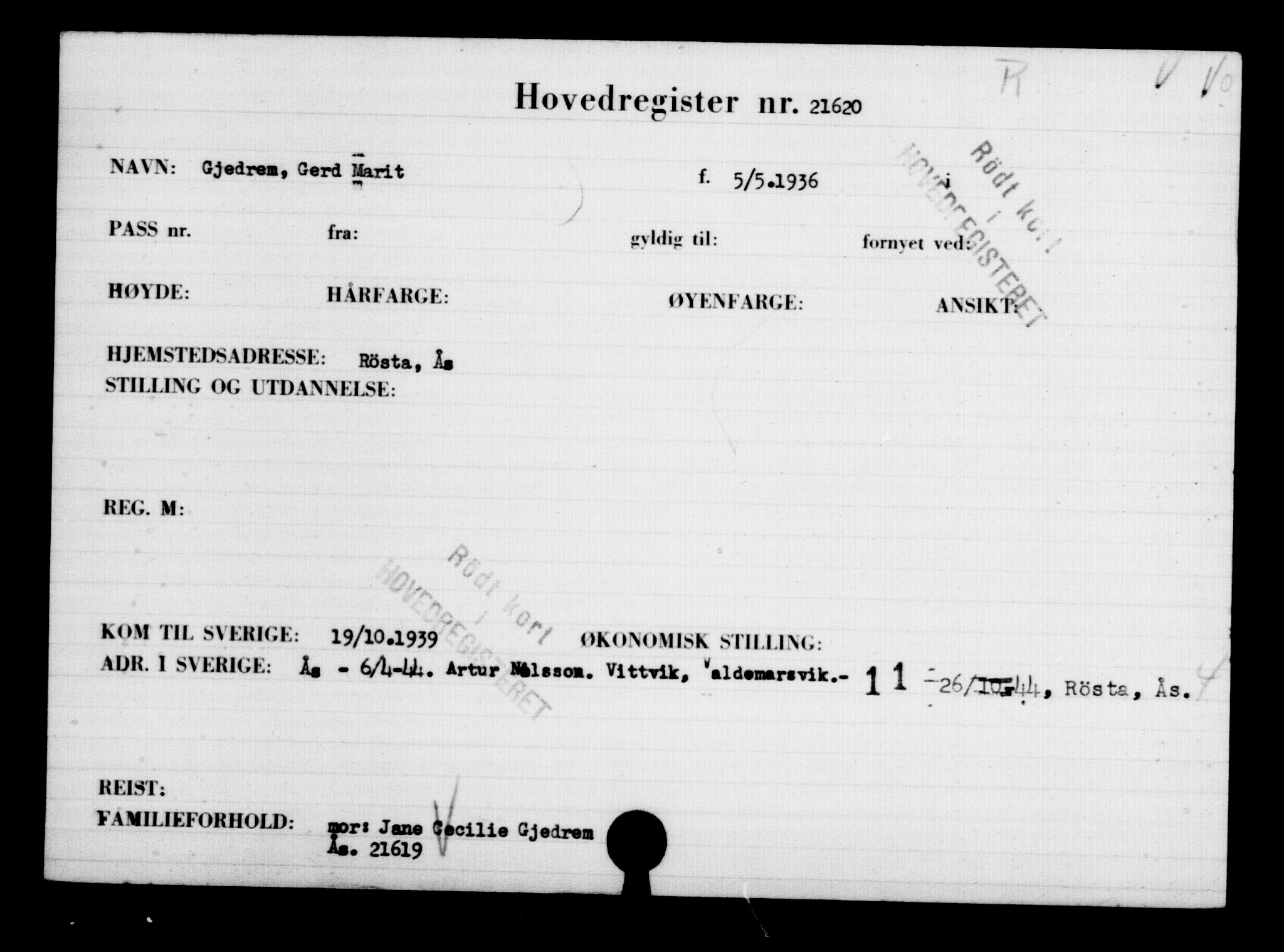 Den Kgl. Norske Legasjons Flyktningskontor, AV/RA-S-6753/V/Va/L0009: Kjesäterkartoteket.  Flyktningenr. 18502-22048, 1940-1945, s. 2645