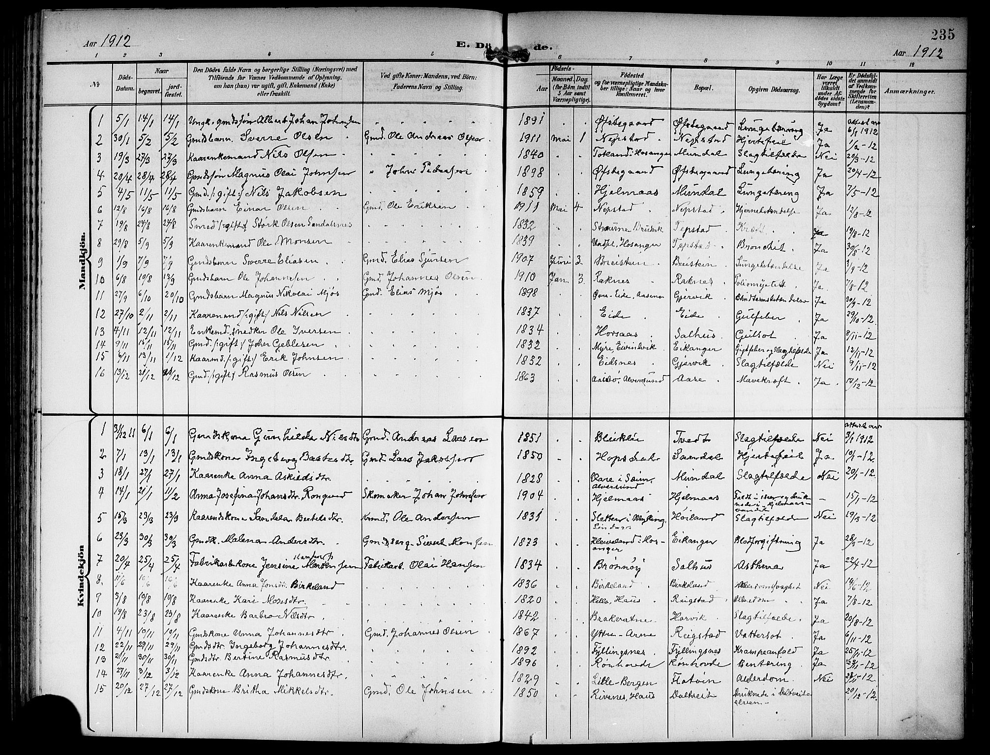 Hamre sokneprestembete, AV/SAB-A-75501/H/Ha/Hab: Klokkerbok nr. B 4, 1898-1919, s. 235