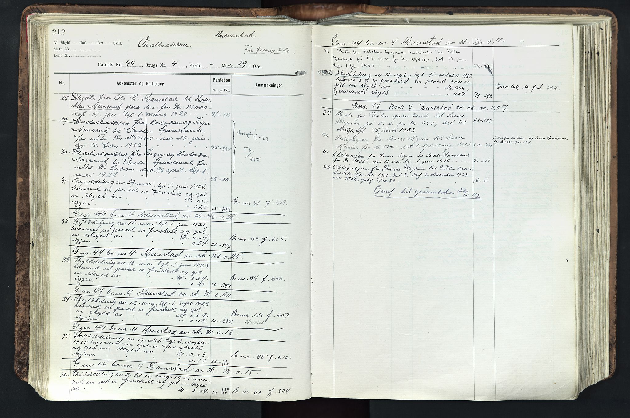 Solør tingrett, AV/SAH-TING-008/H/Ha/Hak/L0003: Panteregister nr. III, 1900-1935, s. 212