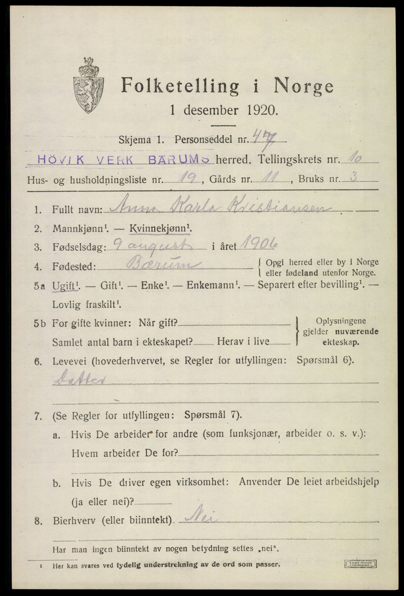 SAO, Folketelling 1920 for 0219 Bærum herred, 1920, s. 23778