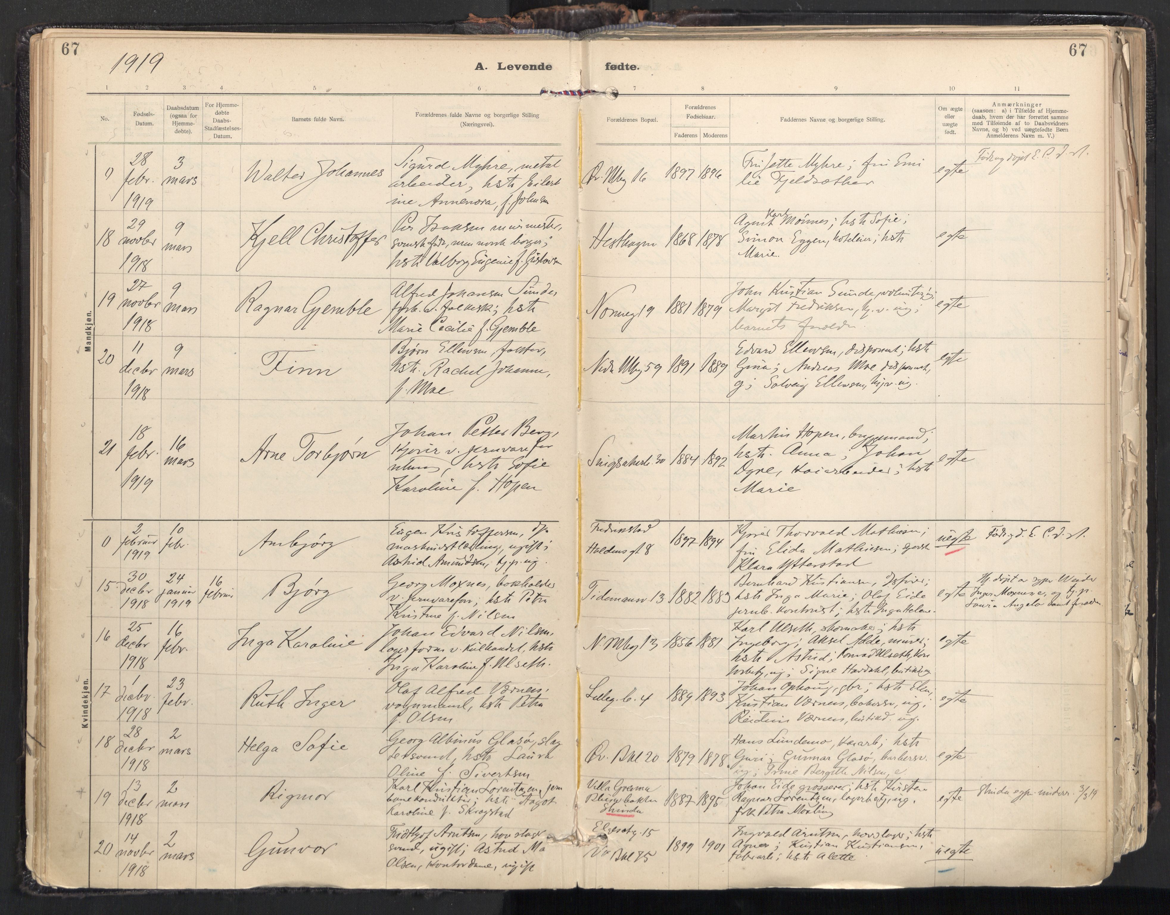 Ministerialprotokoller, klokkerbøker og fødselsregistre - Sør-Trøndelag, AV/SAT-A-1456/604/L0205: Ministerialbok nr. 604A25, 1917-1932, s. 67