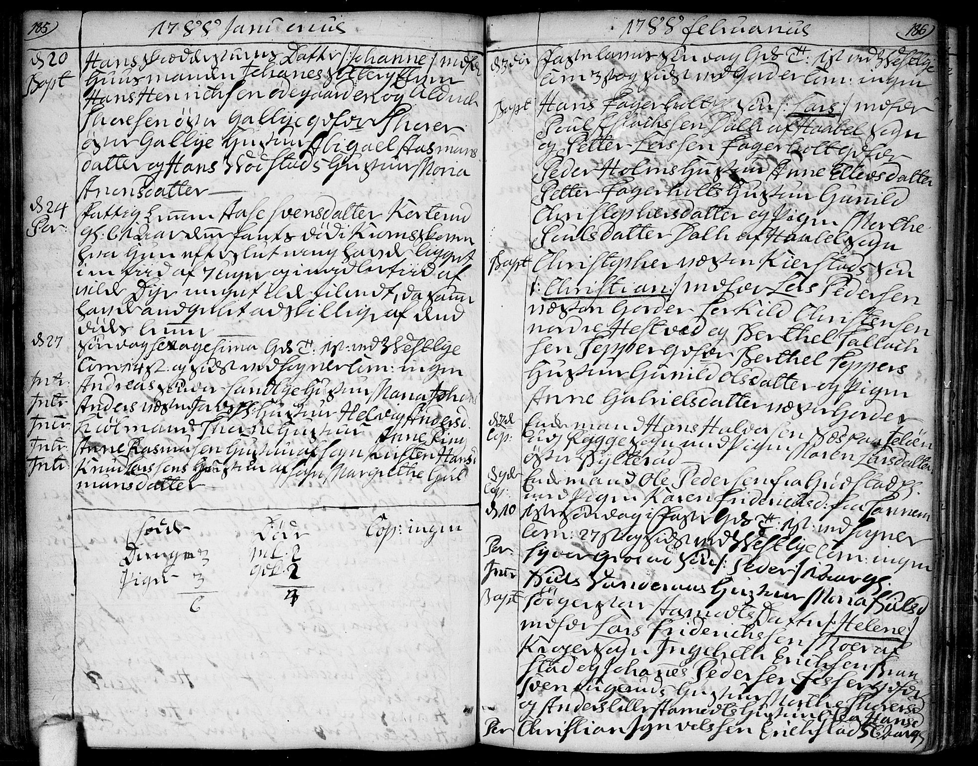 Vestby prestekontor Kirkebøker, SAO/A-10893/F/Fa/L0003: Ministerialbok nr. I 3, 1779-1796, s. 185-186