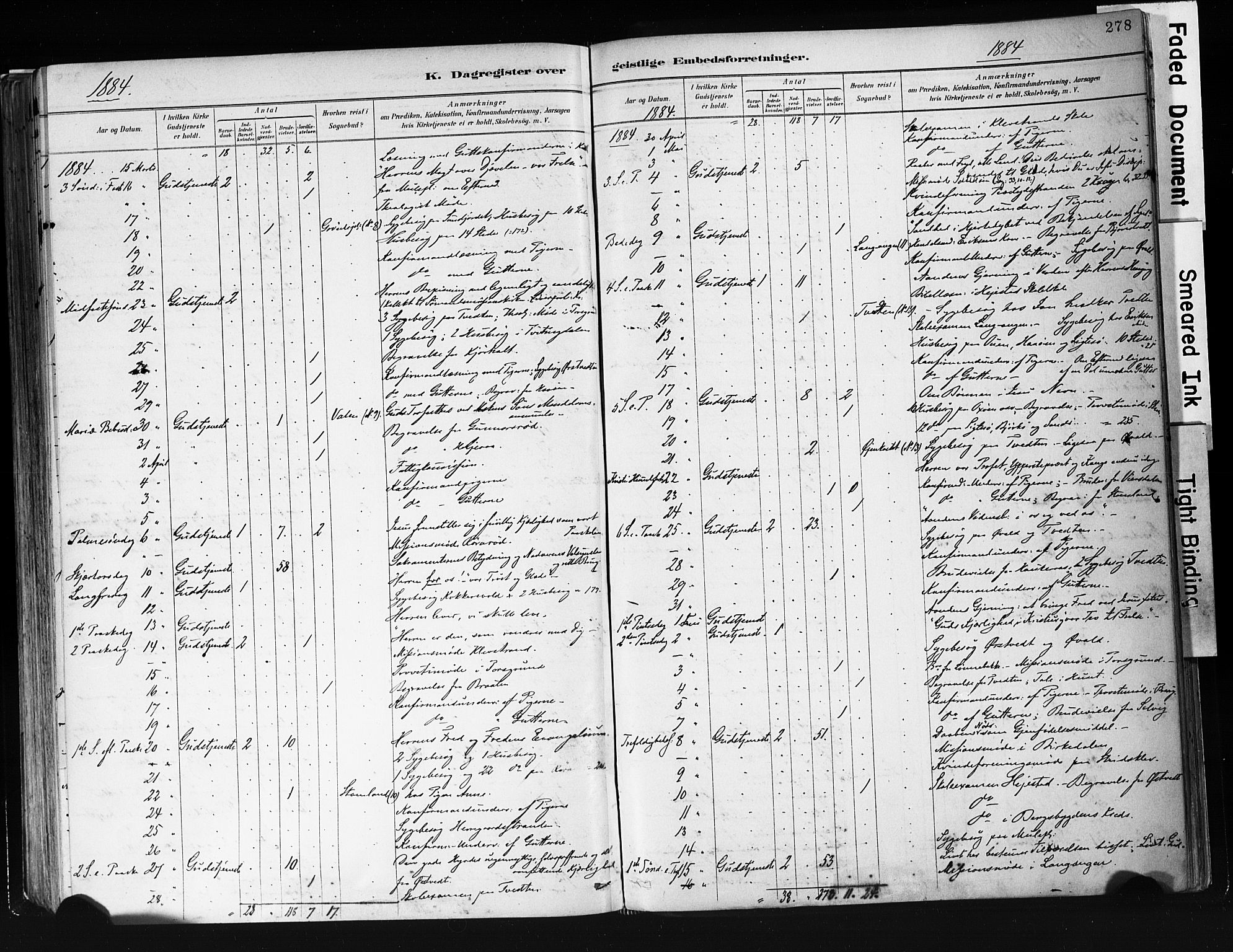 Eidanger kirkebøker, AV/SAKO-A-261/F/Fa/L0012: Ministerialbok nr. 12, 1879-1900, s. 278