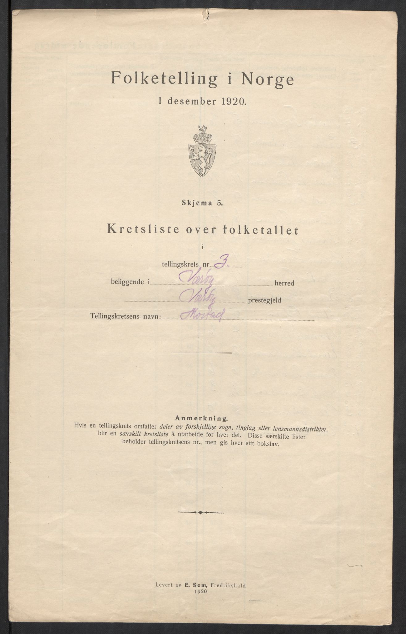 SAT, Folketelling 1920 for 1857 Værøy herred, 1920, s. 15