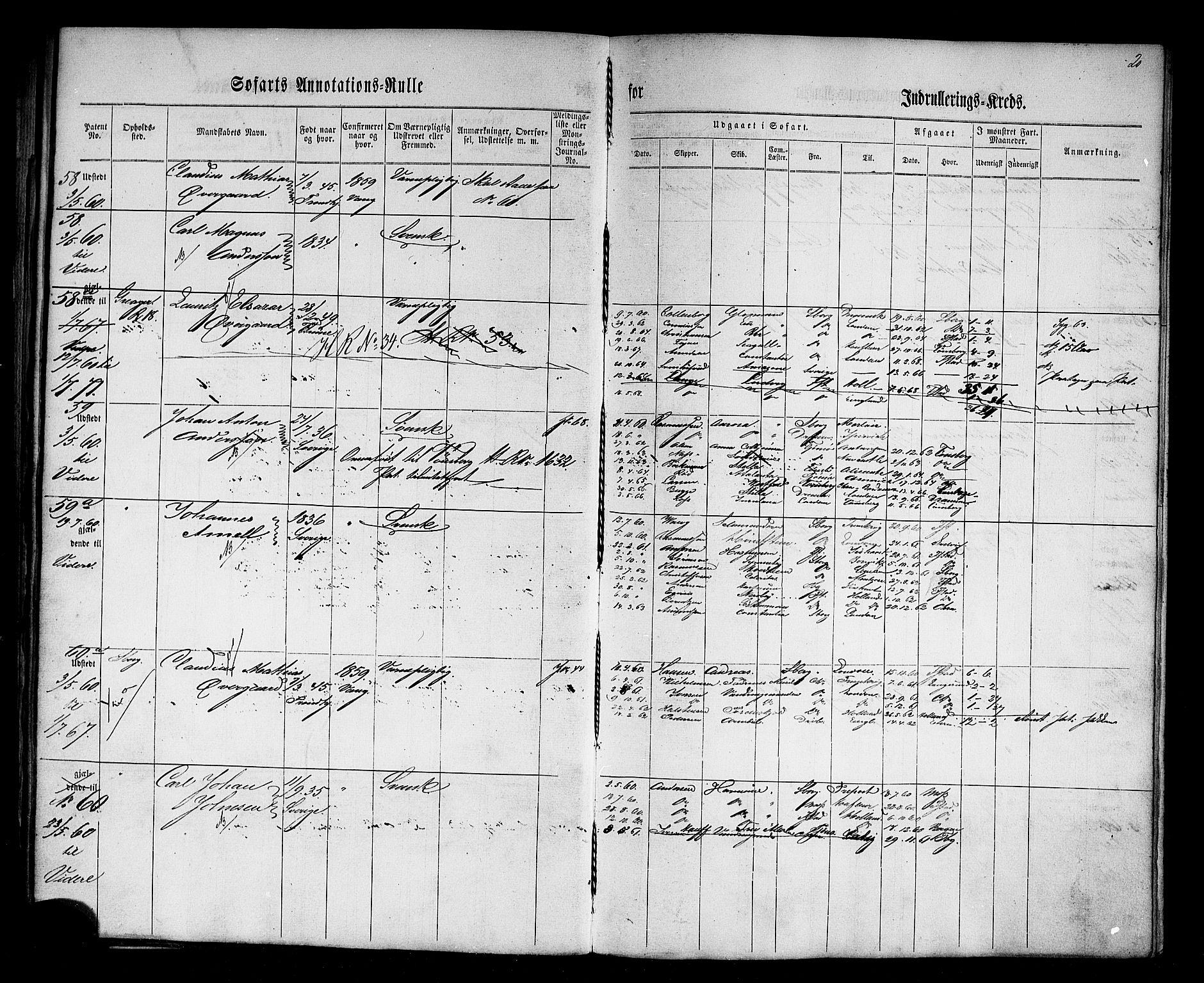 Sarpsborg mønstringskontor, AV/SAO-A-10569c/F/Fc/Fca/L0001: Annotasjonsrulle, 1860-1868, s. 23