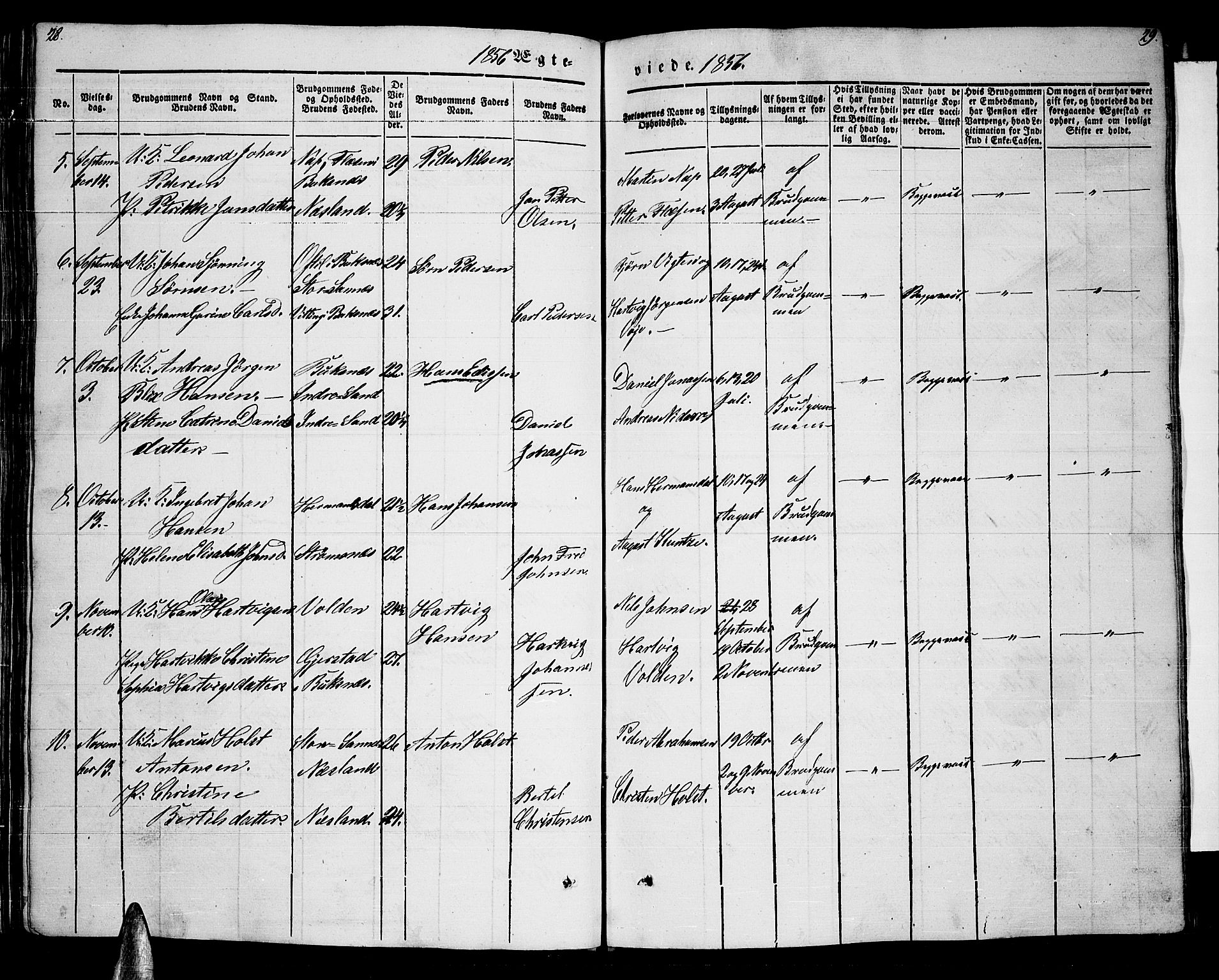 Ministerialprotokoller, klokkerbøker og fødselsregistre - Nordland, AV/SAT-A-1459/885/L1212: Klokkerbok nr. 885C01, 1847-1873, s. 28-29