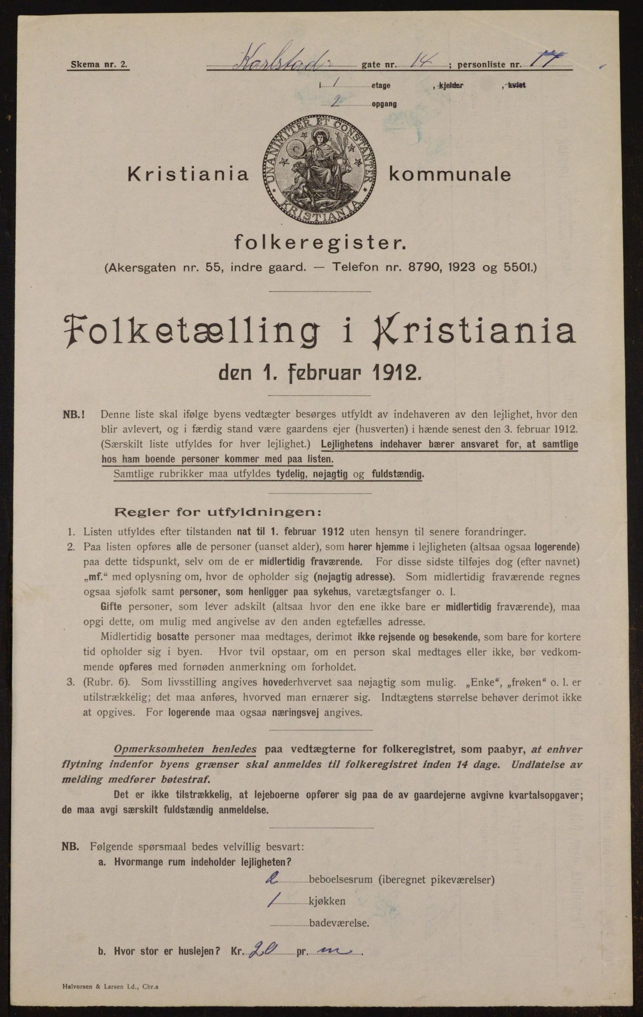 OBA, Kommunal folketelling 1.2.1912 for Kristiania, 1912, s. 49482