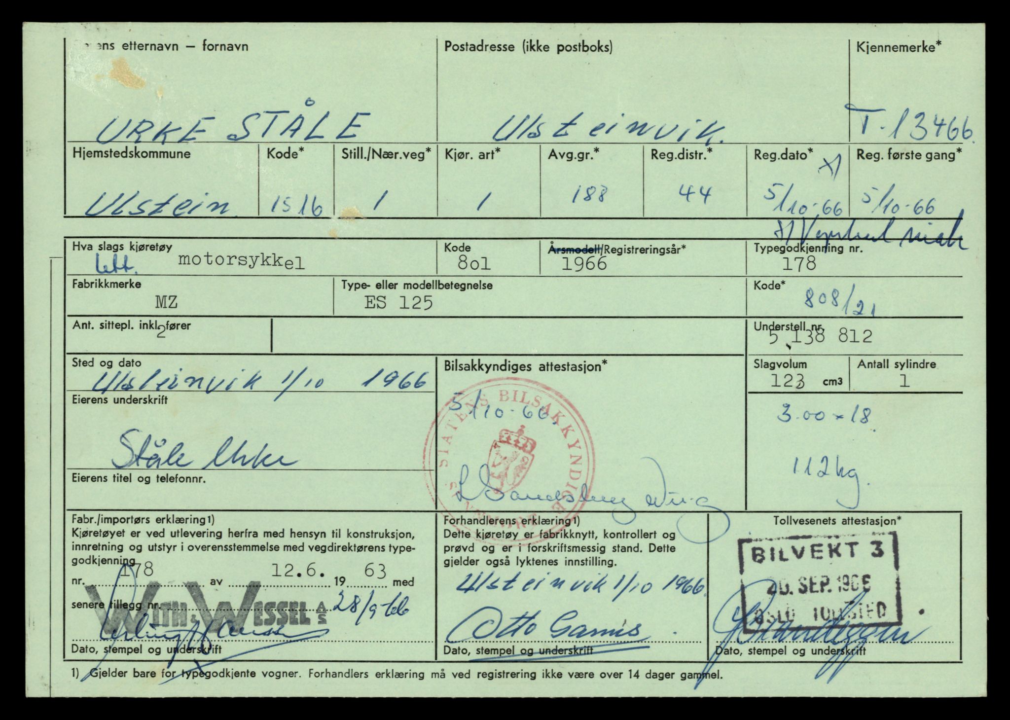 Møre og Romsdal vegkontor - Ålesund trafikkstasjon, AV/SAT-A-4099/F/Fe/L0039: Registreringskort for kjøretøy T 13361 - T 13530, 1927-1998, s. 1853