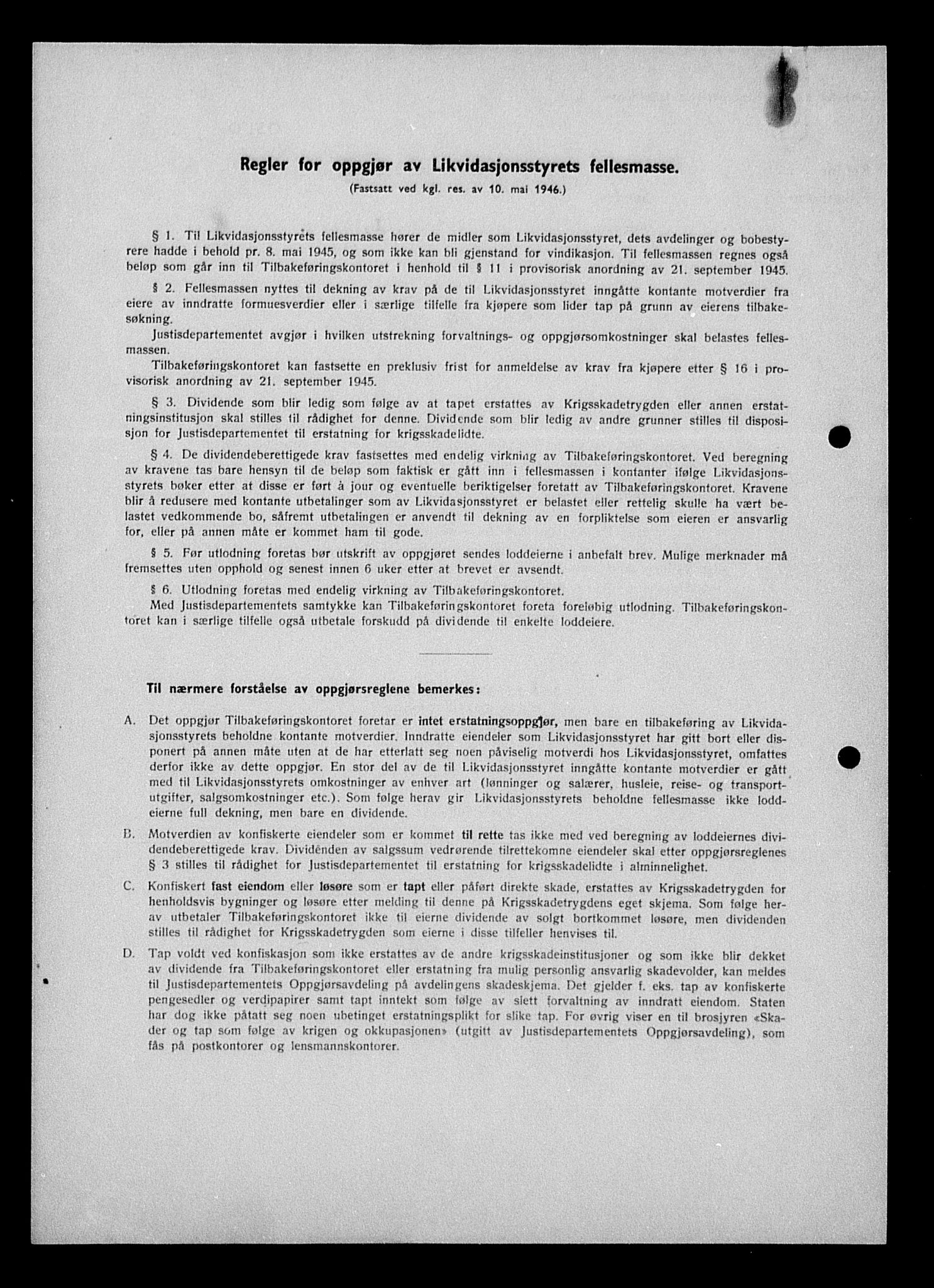 Justisdepartementet, Tilbakeføringskontoret for inndratte formuer, AV/RA-S-1564/H/Hc/Hcc/L0984: --, 1945-1947, s. 5