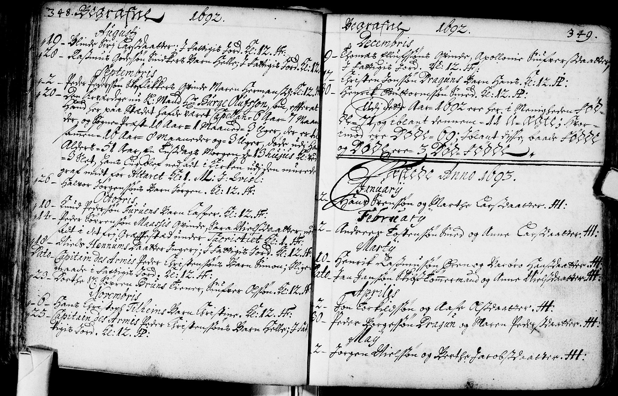 Bragernes kirkebøker, AV/SAKO-A-6/F/Fa/L0002: Ministerialbok nr. I 2, 1680-1705, s. 348-349