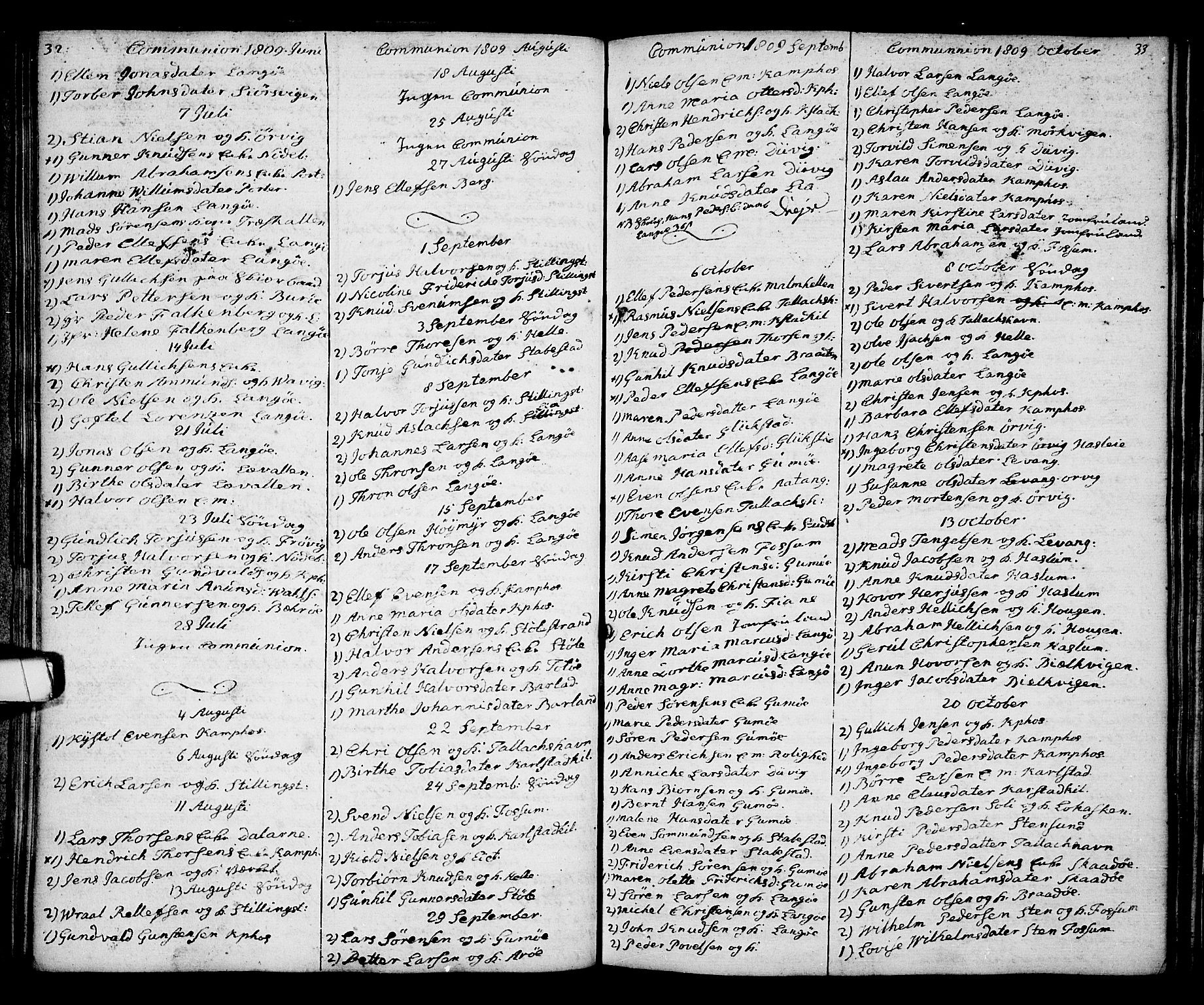 Kragerø kirkebøker, SAKO/A-278/G/Ga/L0001: Klokkerbok nr. 1 /2, 1806-1811, s. 32-33
