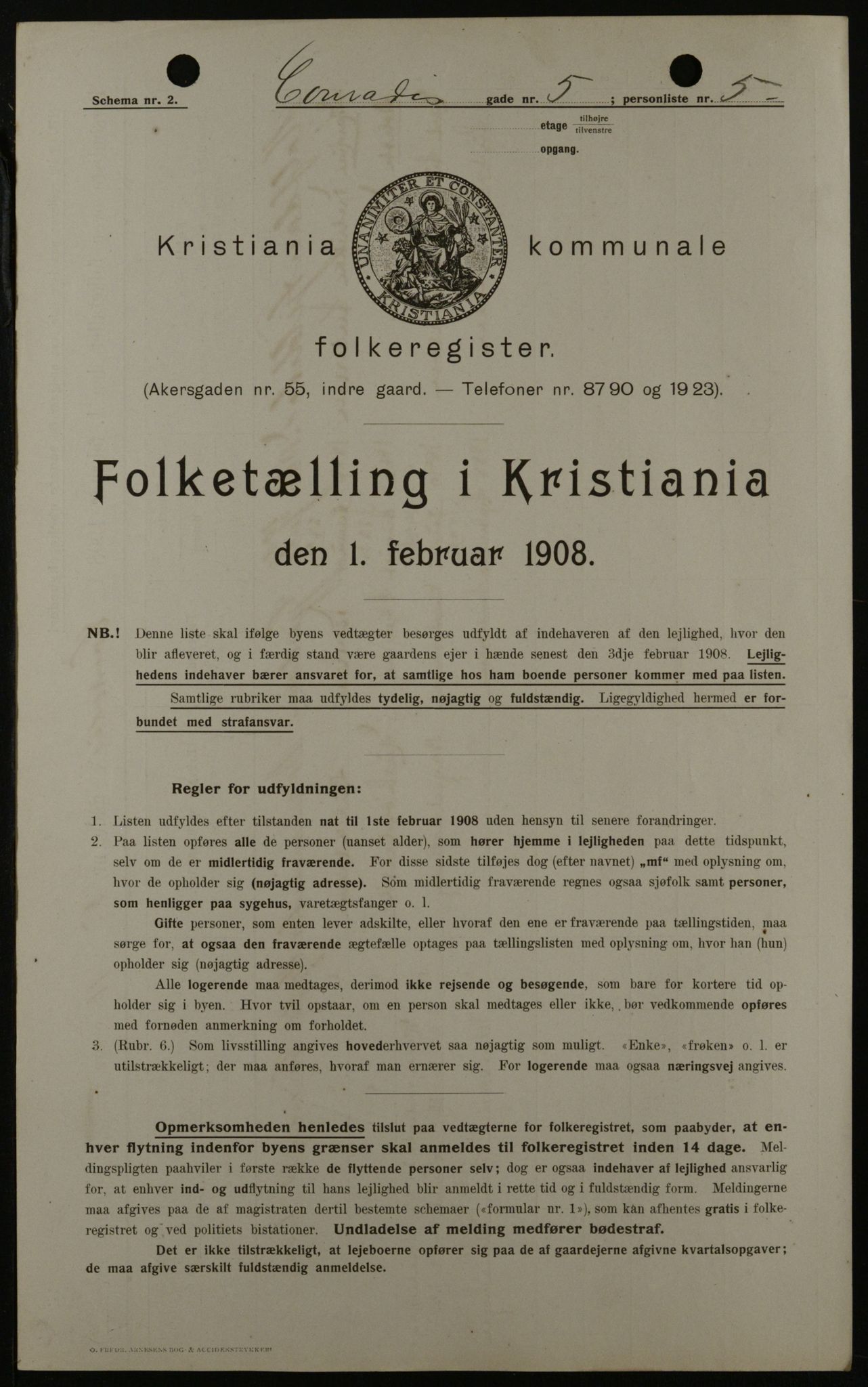 OBA, Kommunal folketelling 1.2.1908 for Kristiania kjøpstad, 1908, s. 12621