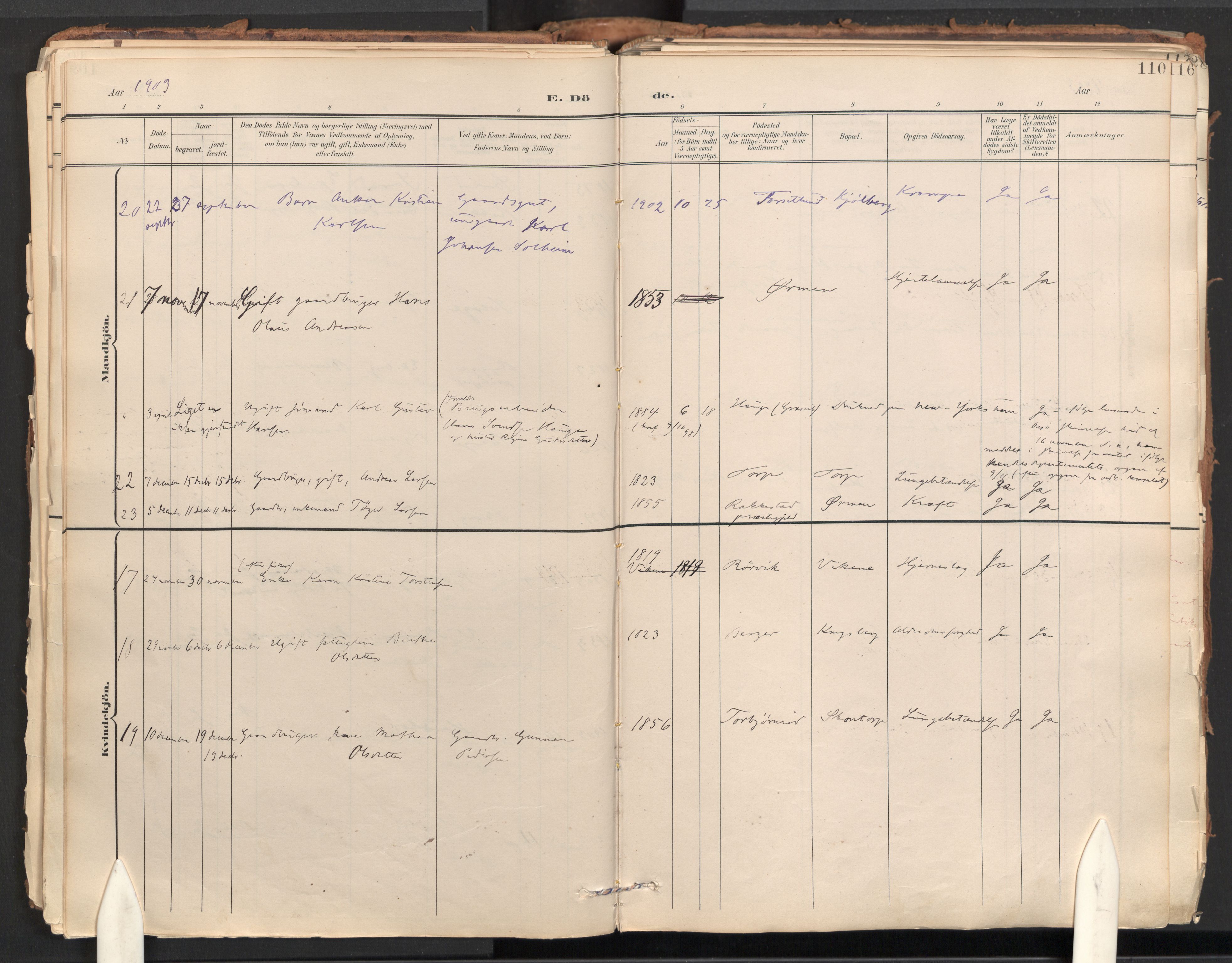 Onsøy prestekontor Kirkebøker, AV/SAO-A-10914/F/Fa/L0009: Ministerialbok nr. I 9, 1899-1966, s. 110