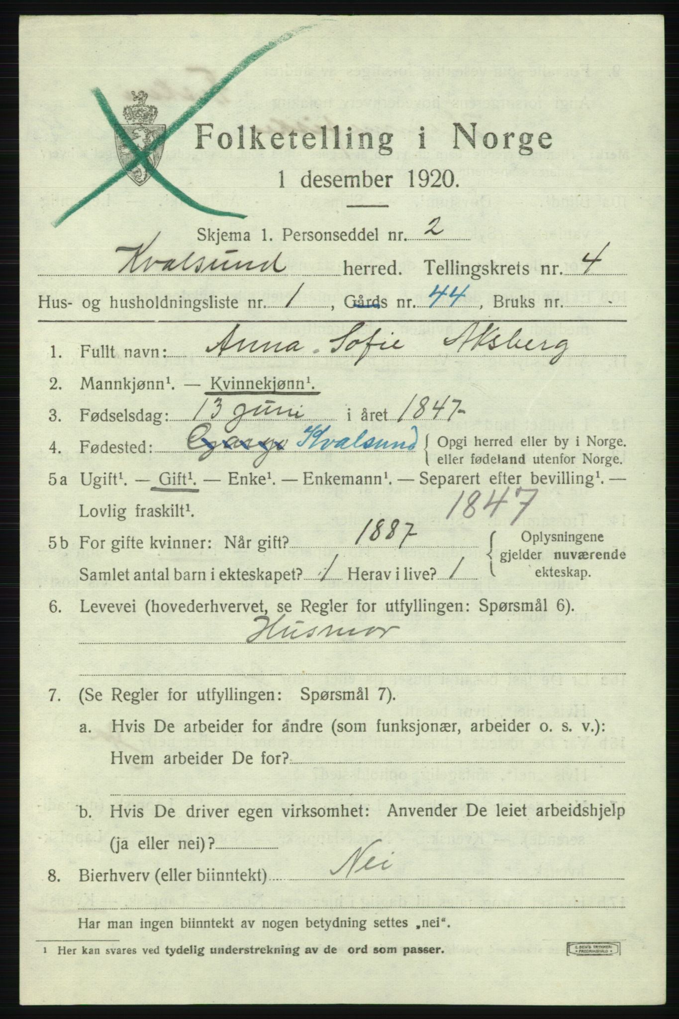 SATØ, Folketelling 1920 for 2017 Kvalsund herred, 1920, s. 1328