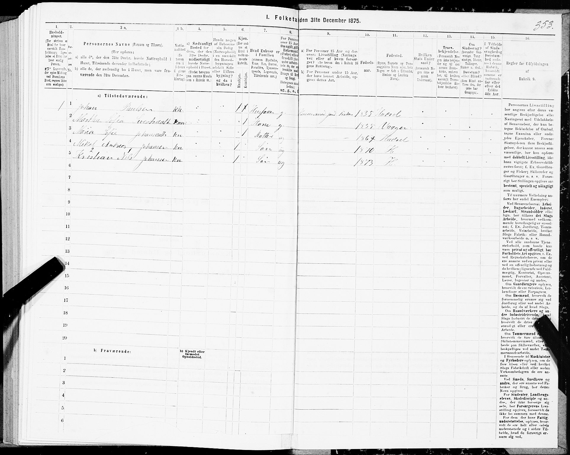 SAT, Folketelling 1875 for 1866P Hadsel prestegjeld, 1875, s. 1353