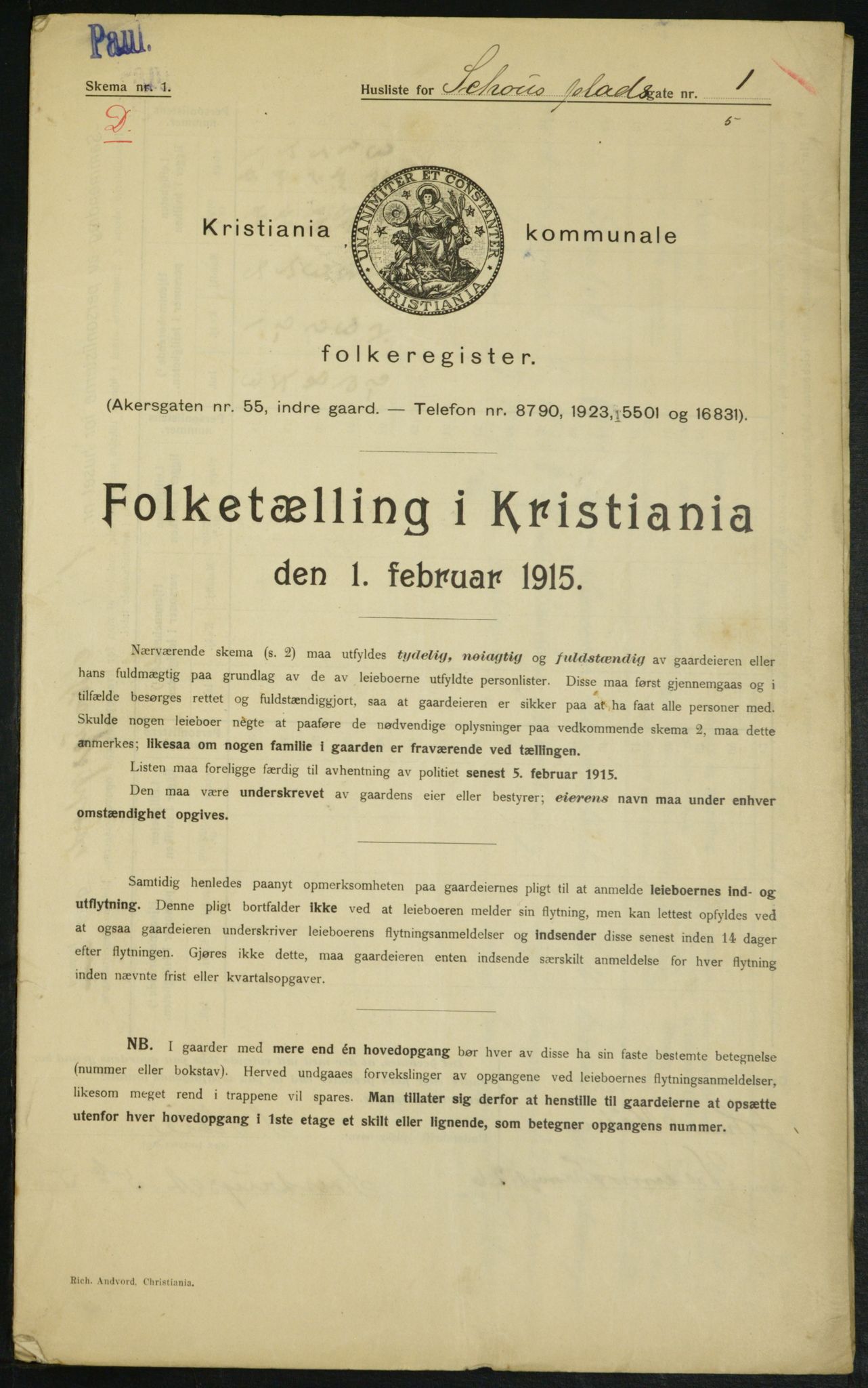 OBA, Kommunal folketelling 1.2.1915 for Kristiania, 1915, s. 89879