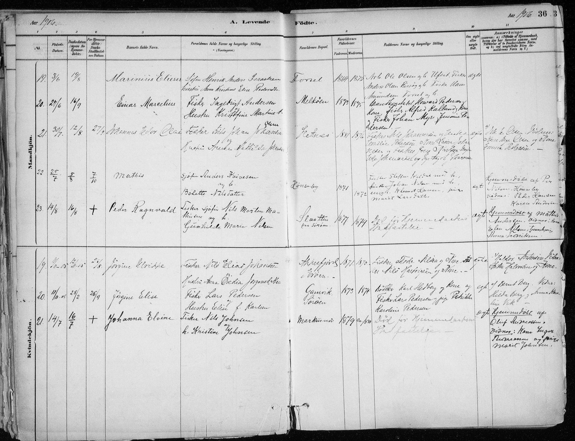 Hammerfest sokneprestkontor, AV/SATØ-S-1347/H/Ha/L0013.kirke: Ministerialbok nr. 13, 1898-1917, s. 36
