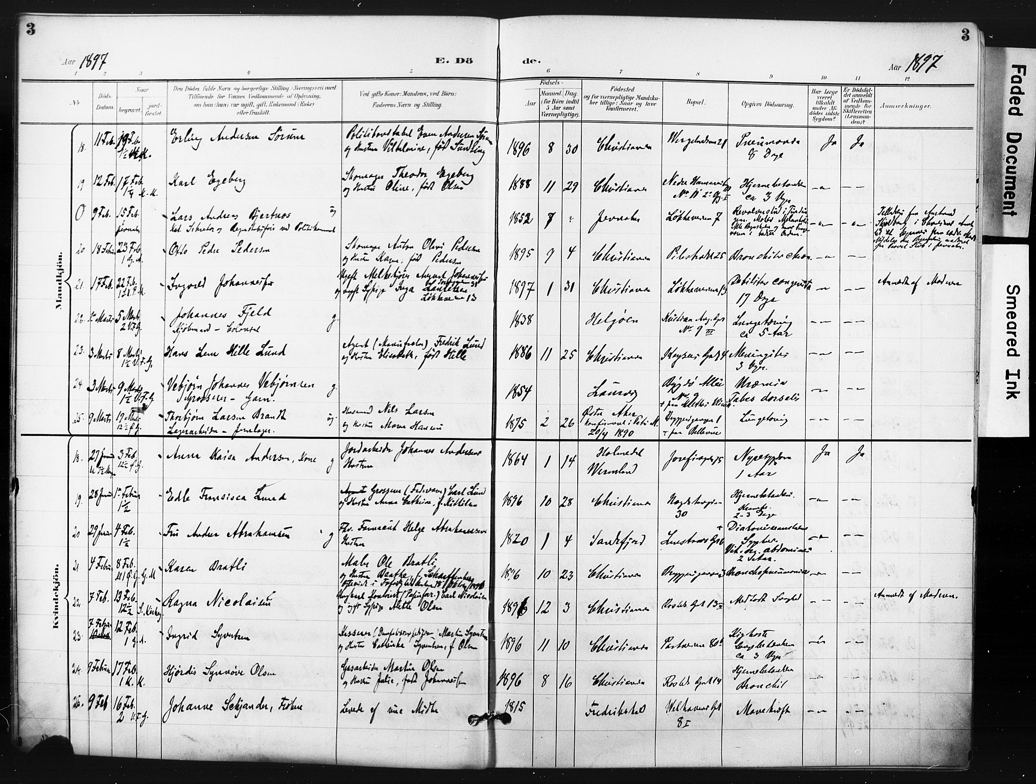 Trefoldighet prestekontor Kirkebøker, AV/SAO-A-10882/F/Fd/L0004: Ministerialbok nr. IV 4, 1897-1912, s. 3