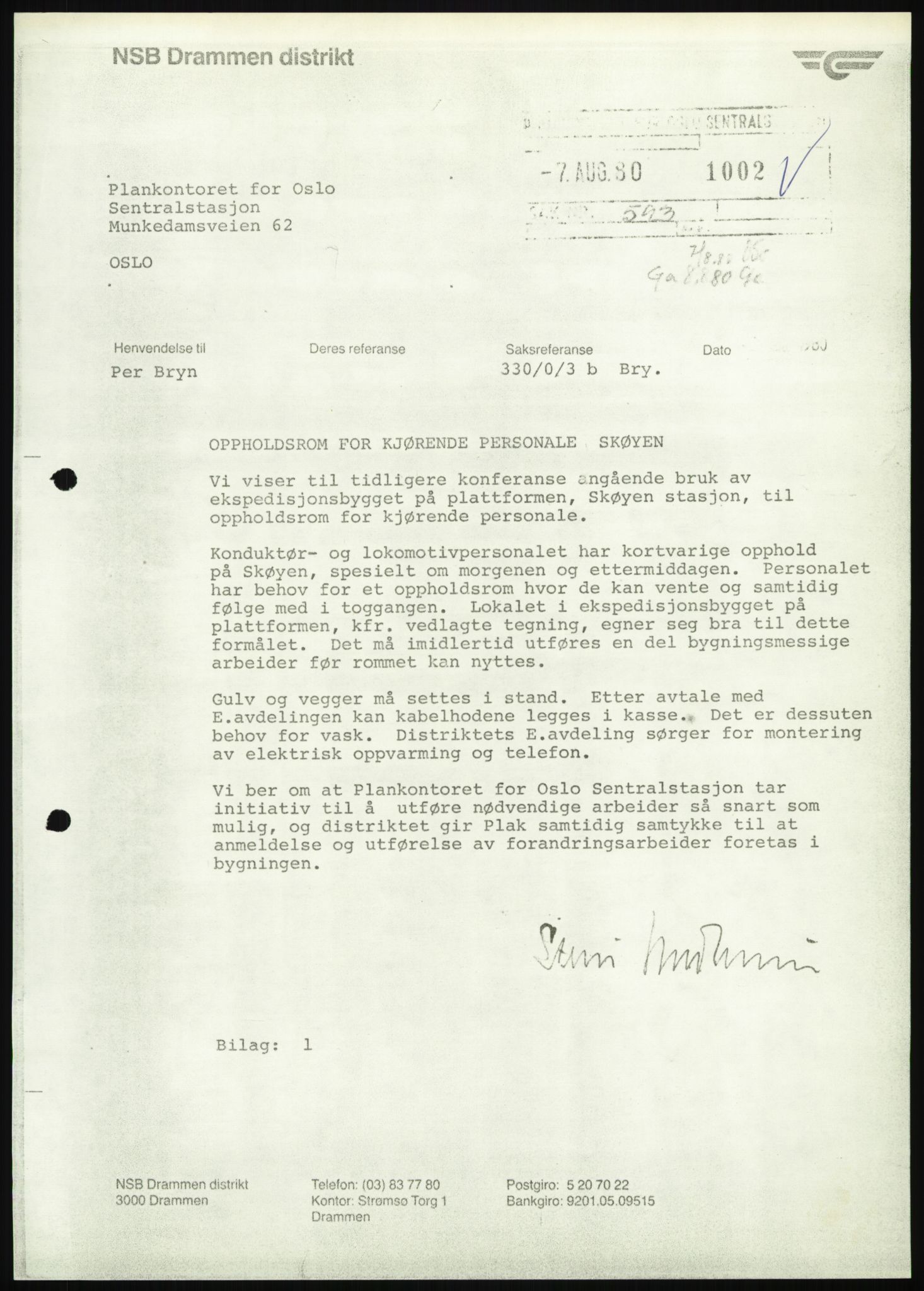 Norges statsbaner, Hovedadministrasjonen, Plankontoret for Oslo S, AV/RA-S-5410/D/L0167: Driftsbanegården. Øvrige driftsbanegårder, 1975-1987, s. 27