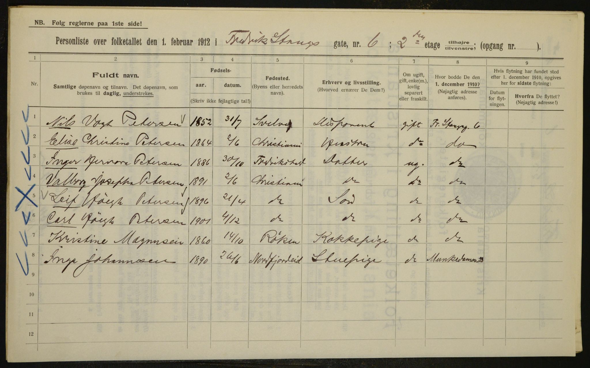 OBA, Kommunal folketelling 1.2.1912 for Kristiania, 1912, s. 26630