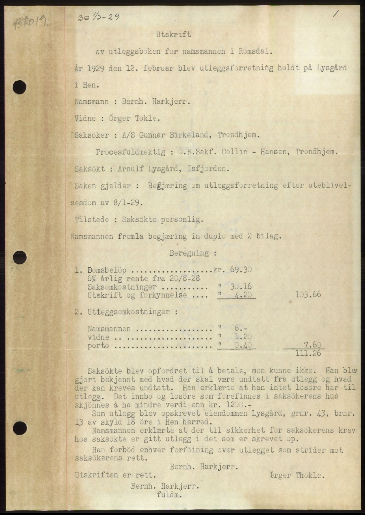 Romsdal sorenskriveri, AV/SAT-A-4149/1/2/2C/L0056: Pantebok nr. 50, 1929-1929, Tingl.dato: 01.03.1929